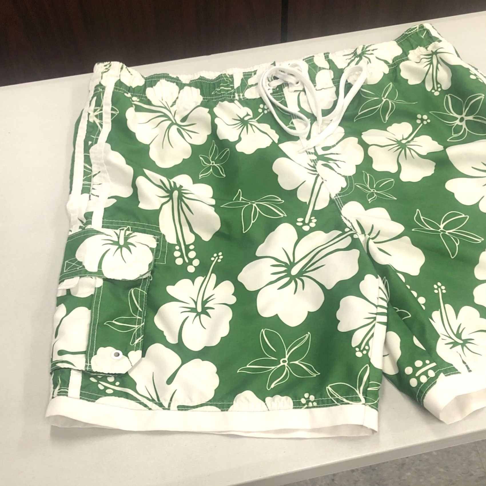 Swims OP Hawaiian Board Shorts Mens Turf Green Floral 42 Drawstring Pockets Beach Surf Swim Bottoms Men Size US 42 / EU 58 - 4 Thumbnail
