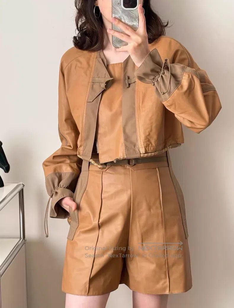 Hermes Hermes Short Bicolor Leather Jacket Size XXS / US 00 / IT 34 - 5 Thumbnail