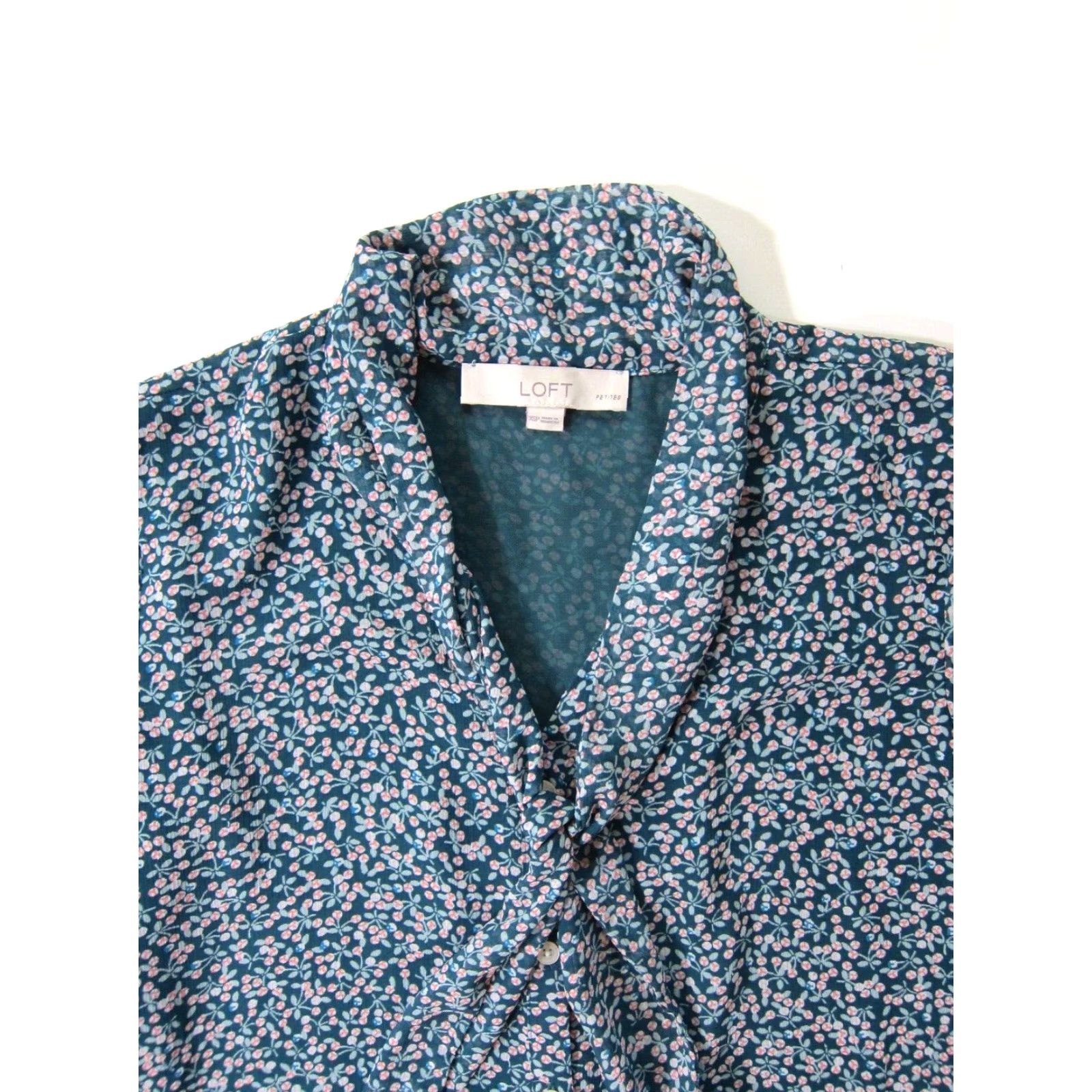 Ann Taylor VINTAGE Ann Taylor Loft Green Pink Floral Button Down Long Sleeve Blouse XS P Size XS / US 0-2 / IT 36-38 - 6 Thumbnail