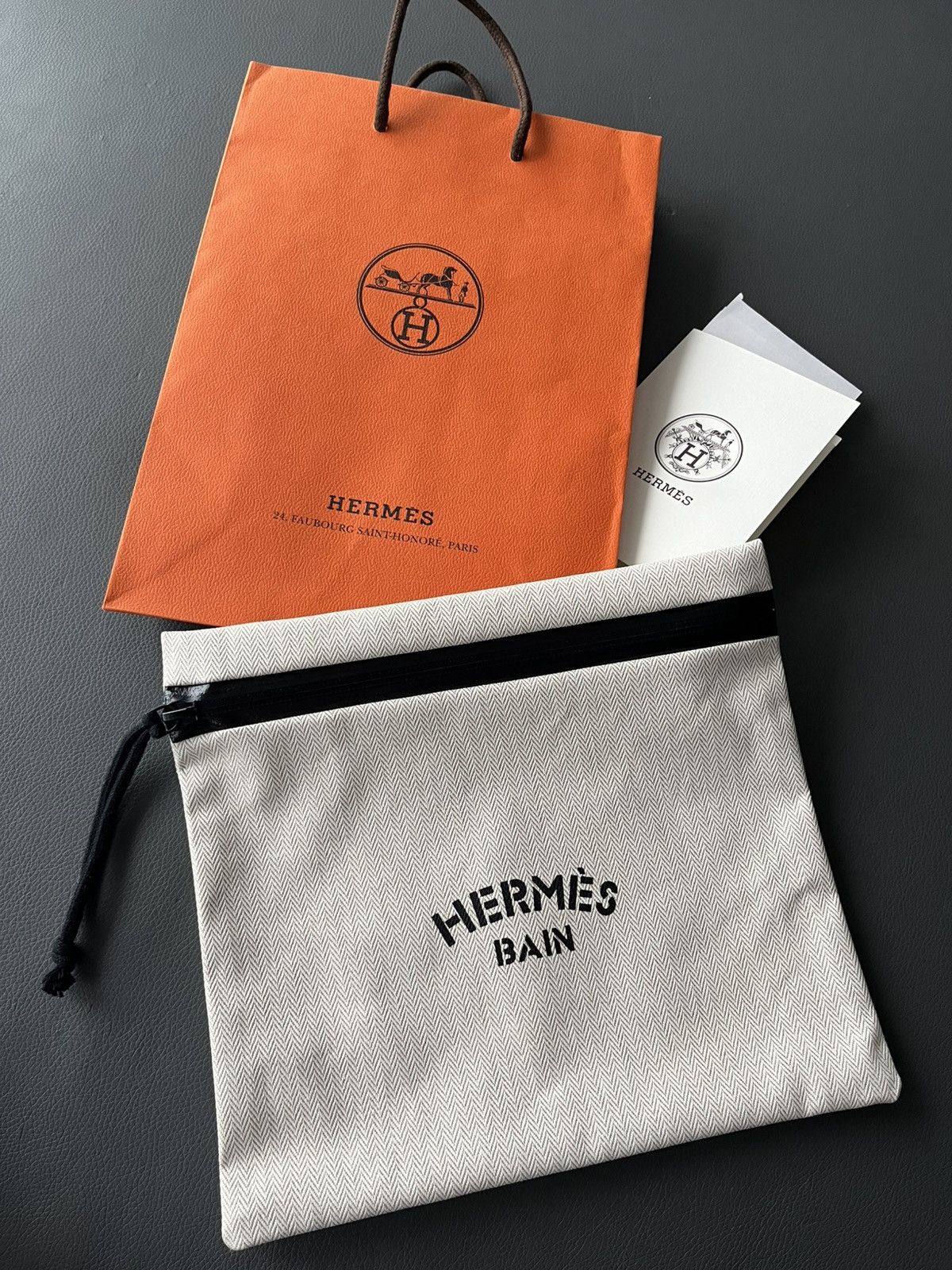 Limited Edition Hermes Logo Pouch Bag Toilet Bag