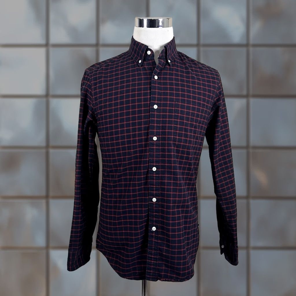 J.Crew J.CREW Shirt Slim Medium American Pima Cotton Oxford Plaid Casual Multicolor Red Black Button-Up Mens Size US M / EU 48-50 / 2 - 1 Thumbnail