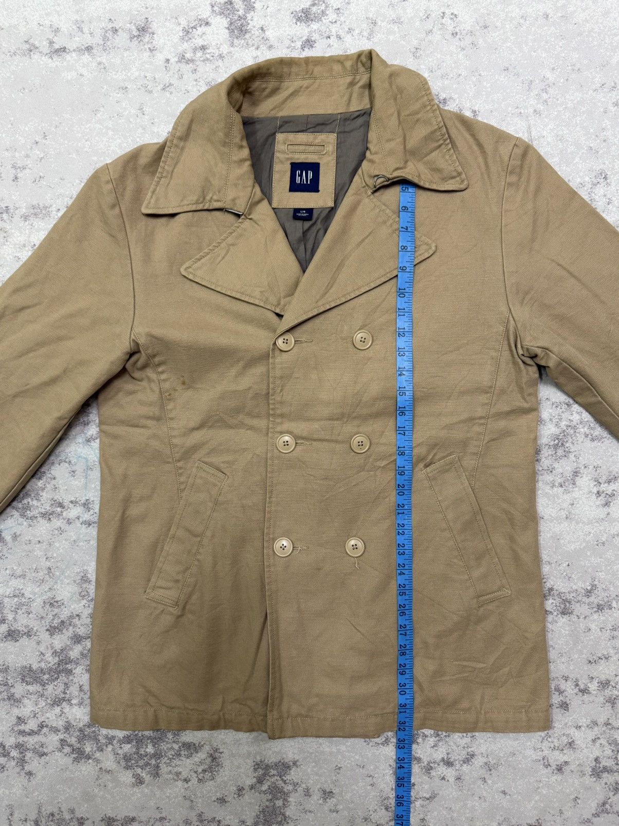 Gap Gap Double Breasted Car Coat Khaki Cotton Blend Jacket Size US L / EU 52-54 / 3 - 18 Thumbnail