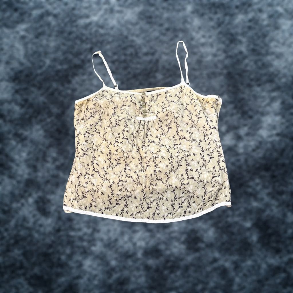Gap Gap Camisole Tank Womens Medium M Brown Floral Button Prairie Y2K Size M / US 6-8 / IT 42-44 - 1 Thumbnail