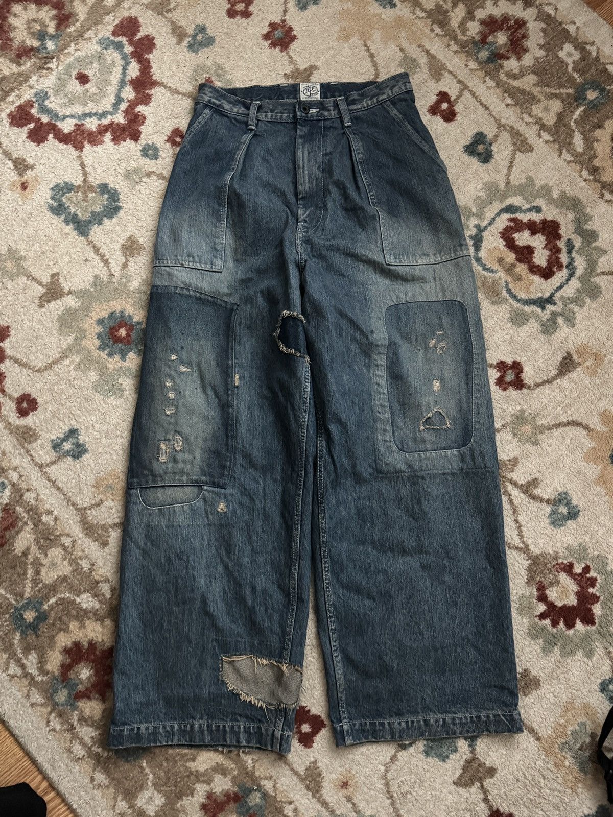 Kapital Kapital 14oz Denim Fatigue Baggy Pants (Rushfield Remake) Size US 31 - 1 Thumbnail
