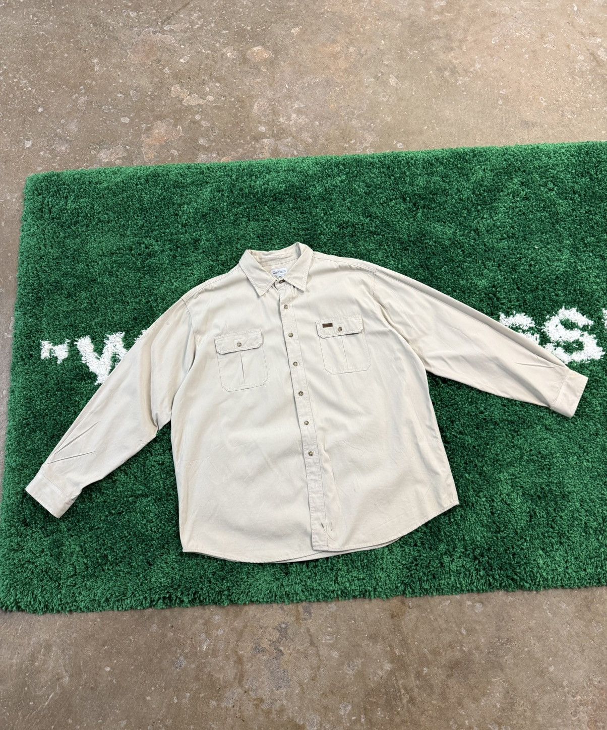 Carhartt × Vintage Oversized Vintage 90s Carhartt Work Shirt 3XL Long Size US XXL / EU 58 / 5 - 2 Thumbnail