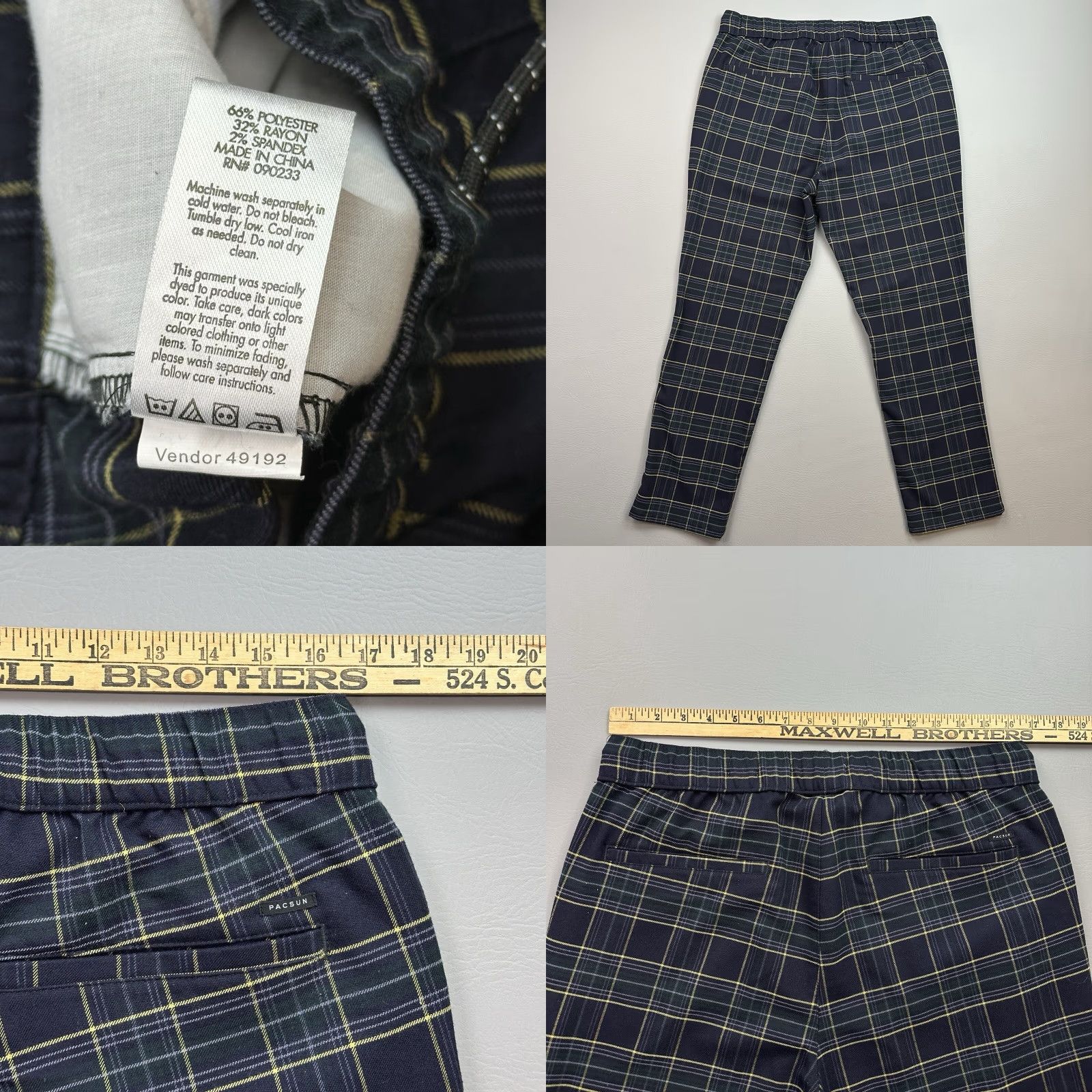 Pacsun Pacsun Pants Mens Large Blue Plaid Drawstring Stretch Casual Active Size US 33 - 8 Thumbnail