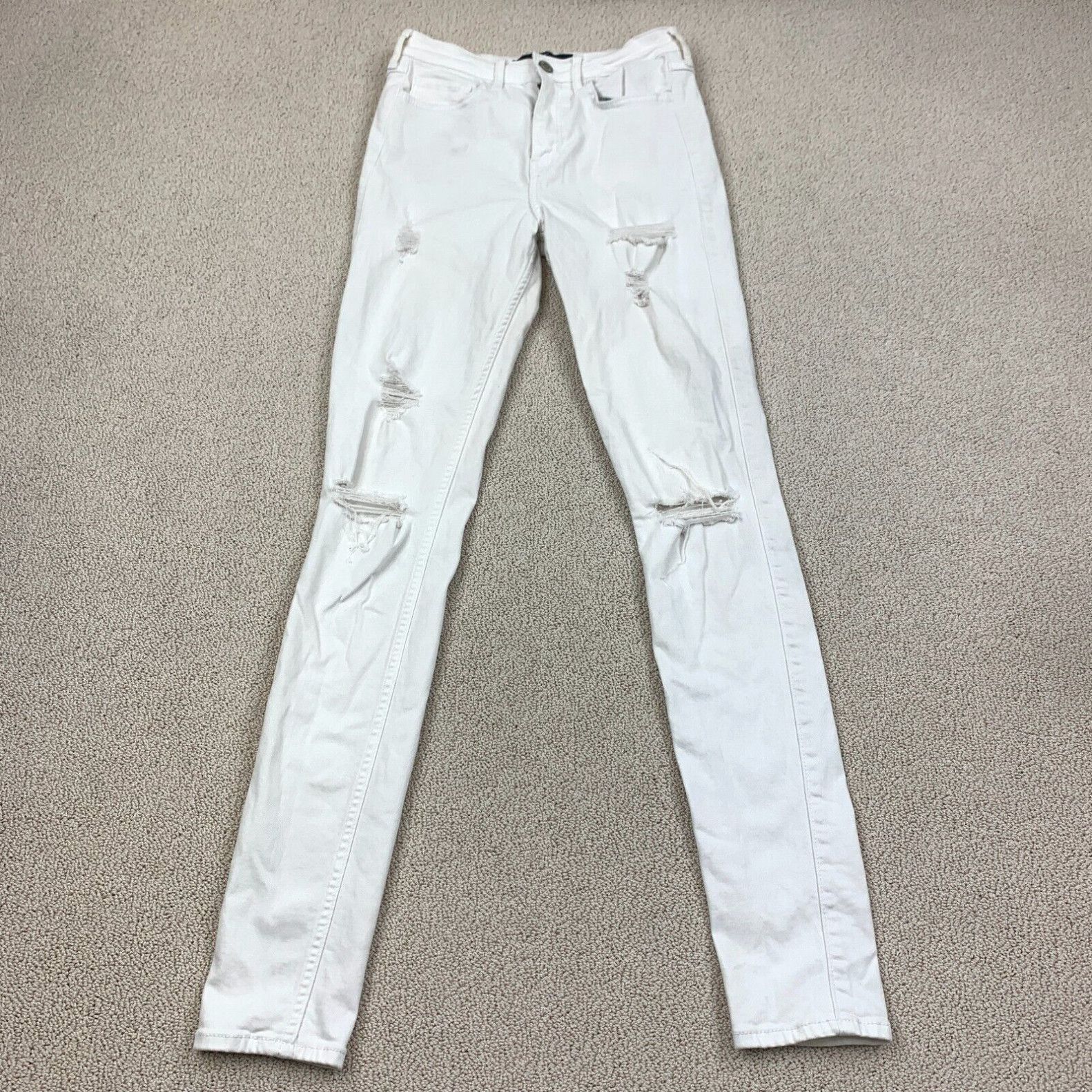Vintage Hollister Classic Stretch High-Rise Super Skinny Jeans Juniors 3L 26x32 White Size ONE SIZE - 1 Preview