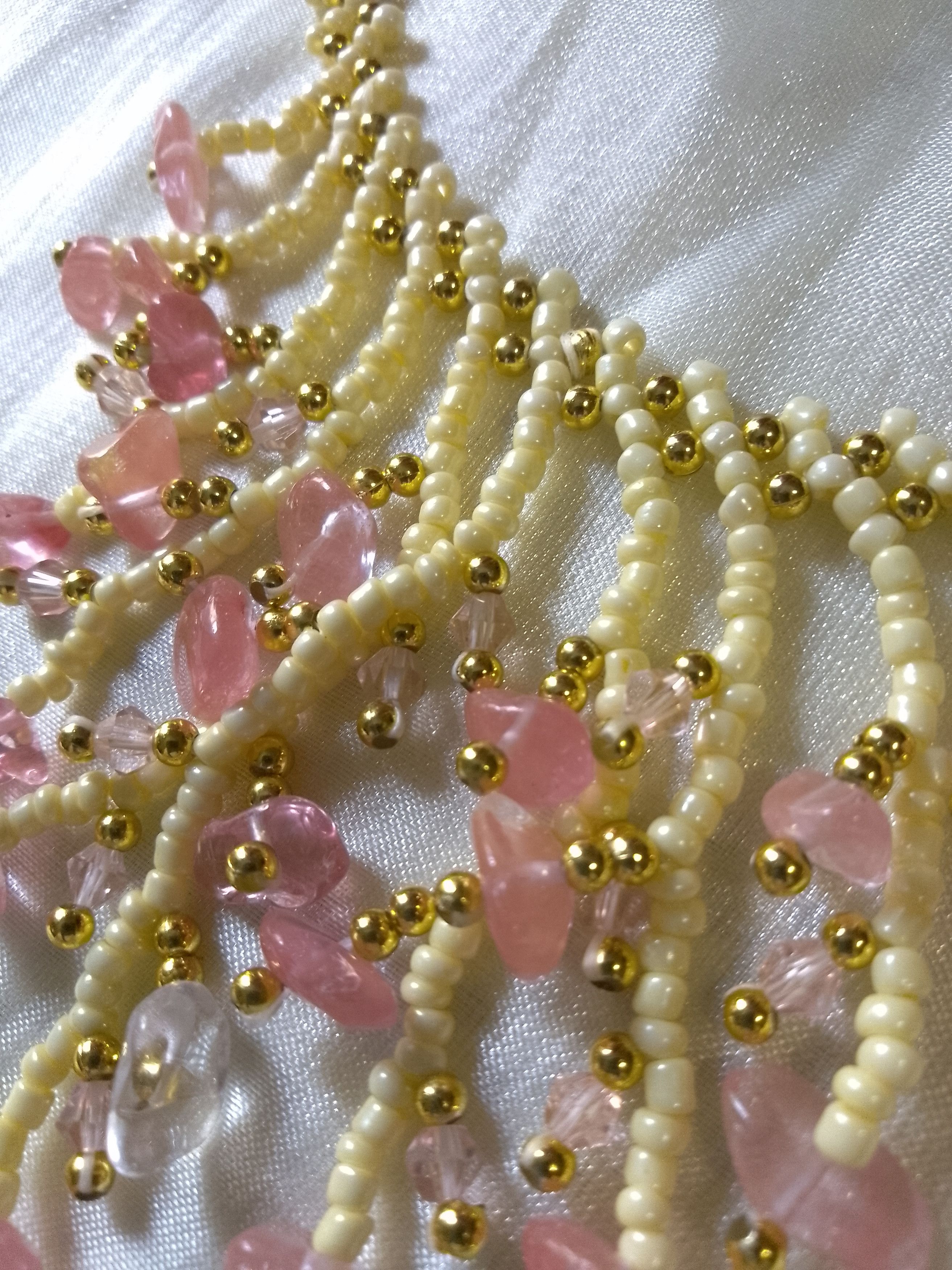 Handmade Necklace Fringe Natural Rose jade gemstones Size ONE SIZE - 2 Thumbnail
