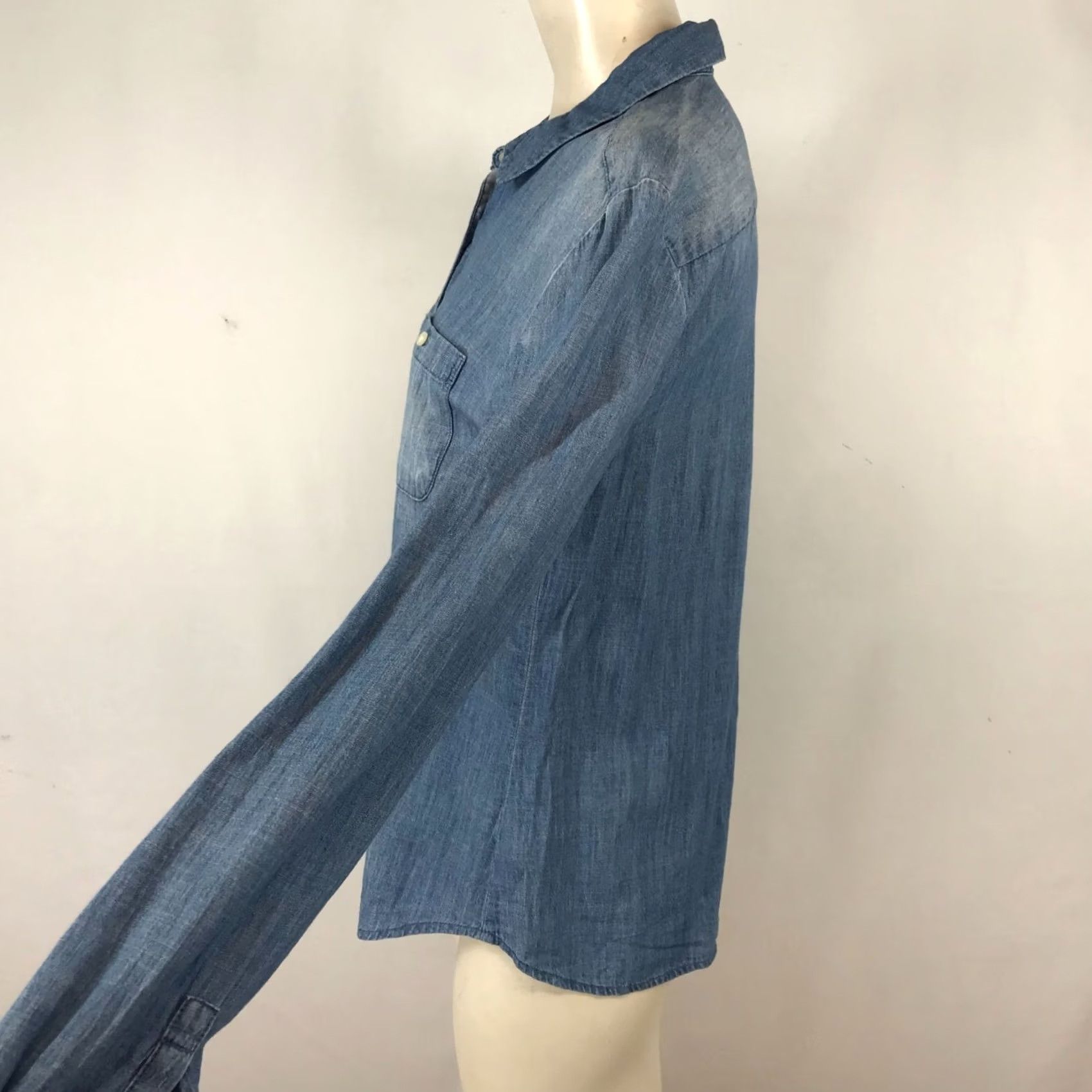 Loft LOFT Womens Small Blue Button Up Top Long Sleeve Collared Top Size S / US 4 / IT 40 - 5 Thumbnail