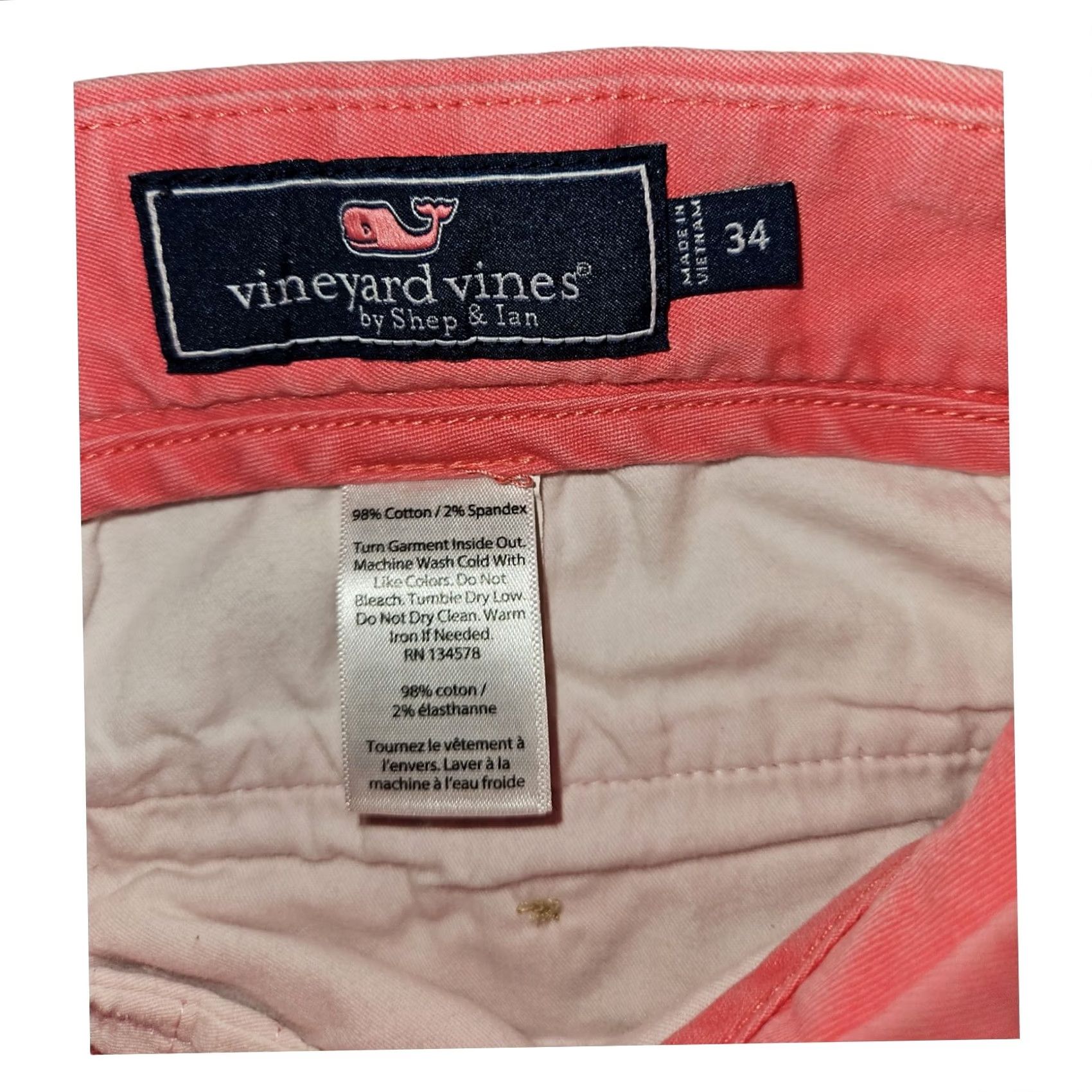 Vineyard Vines Vineyard Vines Chino Shorts Mens 34 Salmon Mid Rise Casual Colorful Beach 90s Theme Preppy Mens Size US 34 / EU 50 - 2 Thumbnail