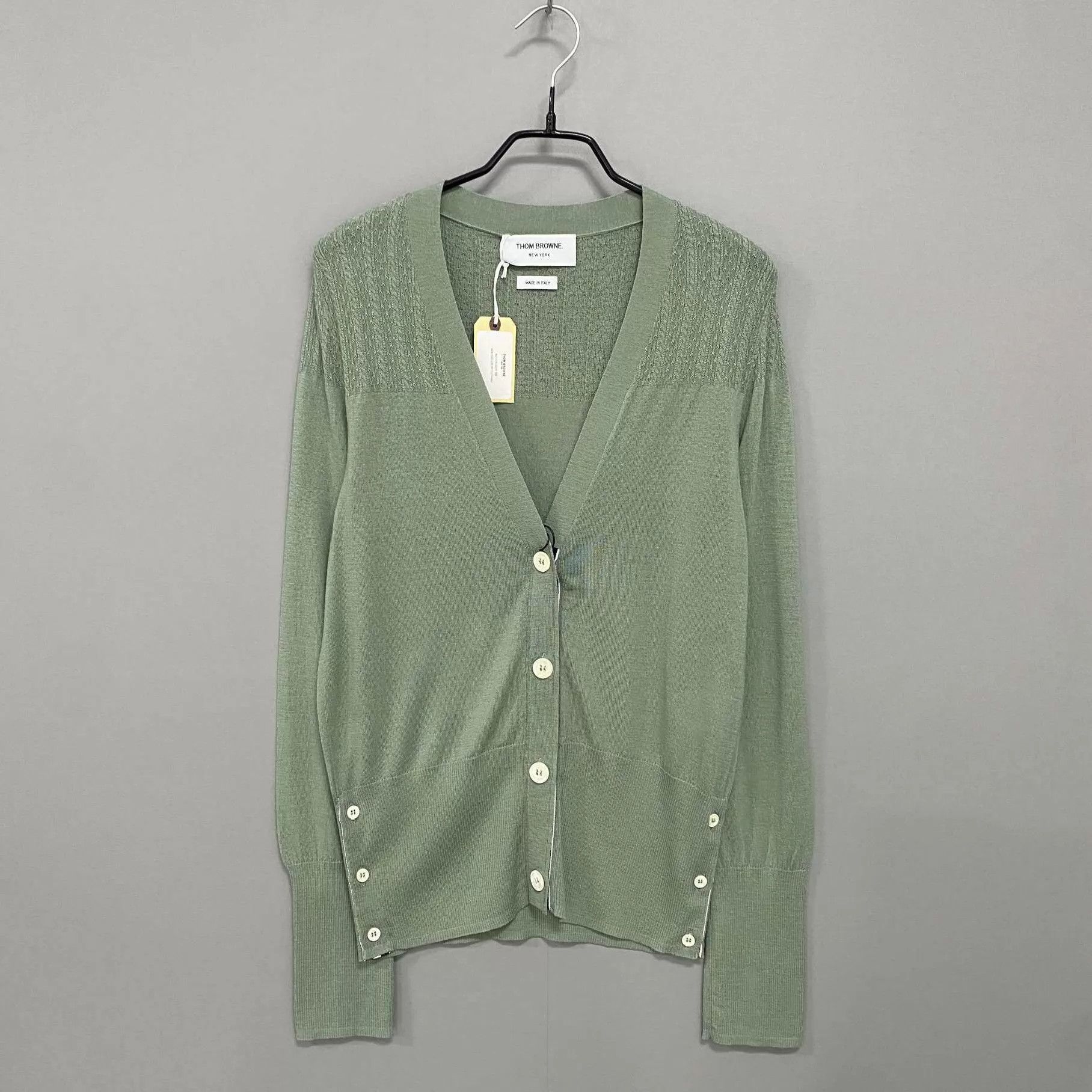 Thom Browne Thom Browne Gray Bean Green Wool Cardigan 42 Size M / US 6-8 / IT 42-44 - 1 Thumbnail