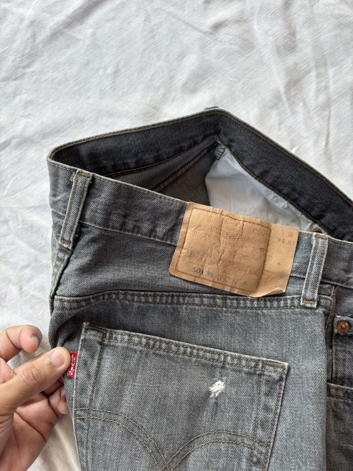 Kapital Vintage Levis 501 FADED BLACK Distressed Denim Jeans Size US 32 / EU 48 - 10 Thumbnail