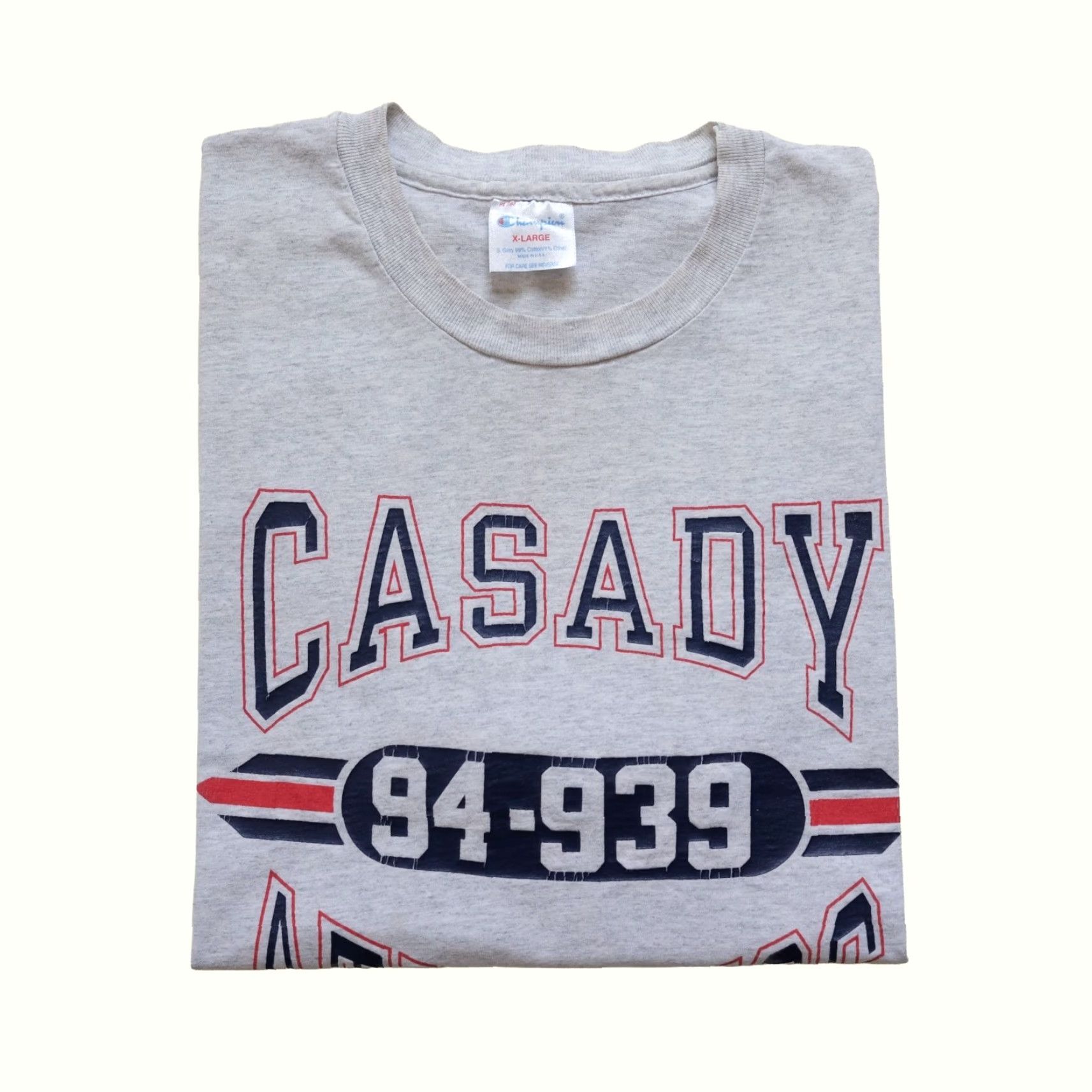 Champion VINTAGE Champion T-Shirt Gray XL USA Made Retro 70s 80s Casady High Oklahoma Sports Mens Shirts Size US XL / EU 56 / 4 - 2 Thumbnail