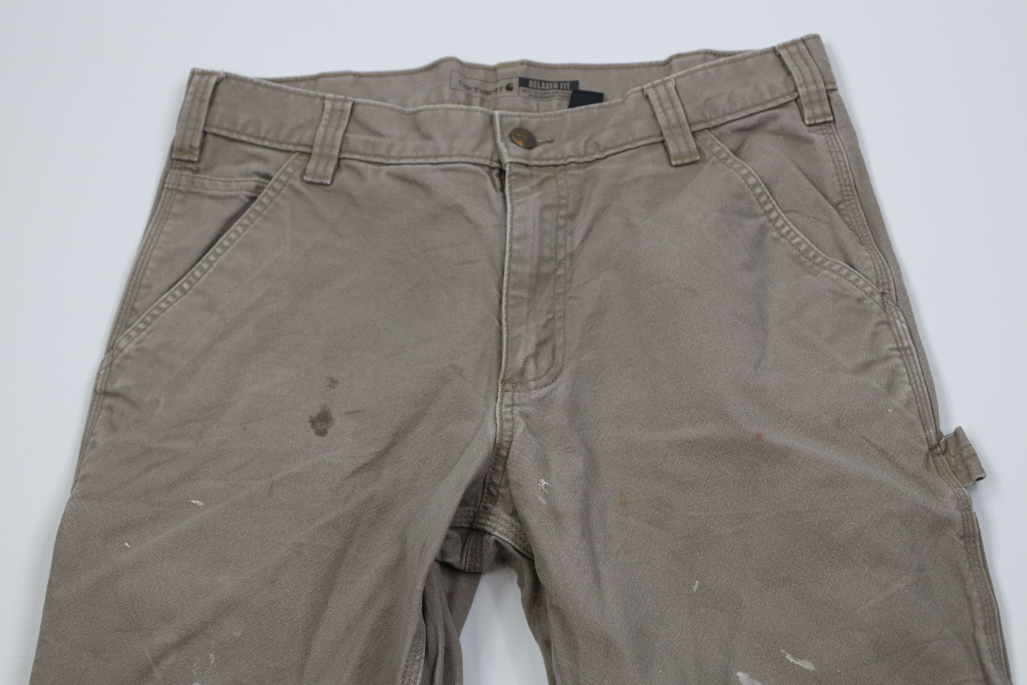 Carhartt Vintage Y2K Carhartt Wide Leg Dungaree Canvas Pants Beige Size US 33 - 2 Thumbnail