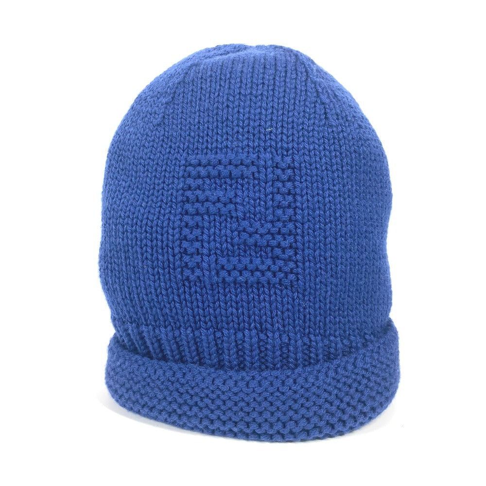 Fendi Fendi Logo Ff Beanie Chapeau Knitted Hat Knit Cap Wool Unisex Blue Size ONE SIZE - 1 Thumbnail