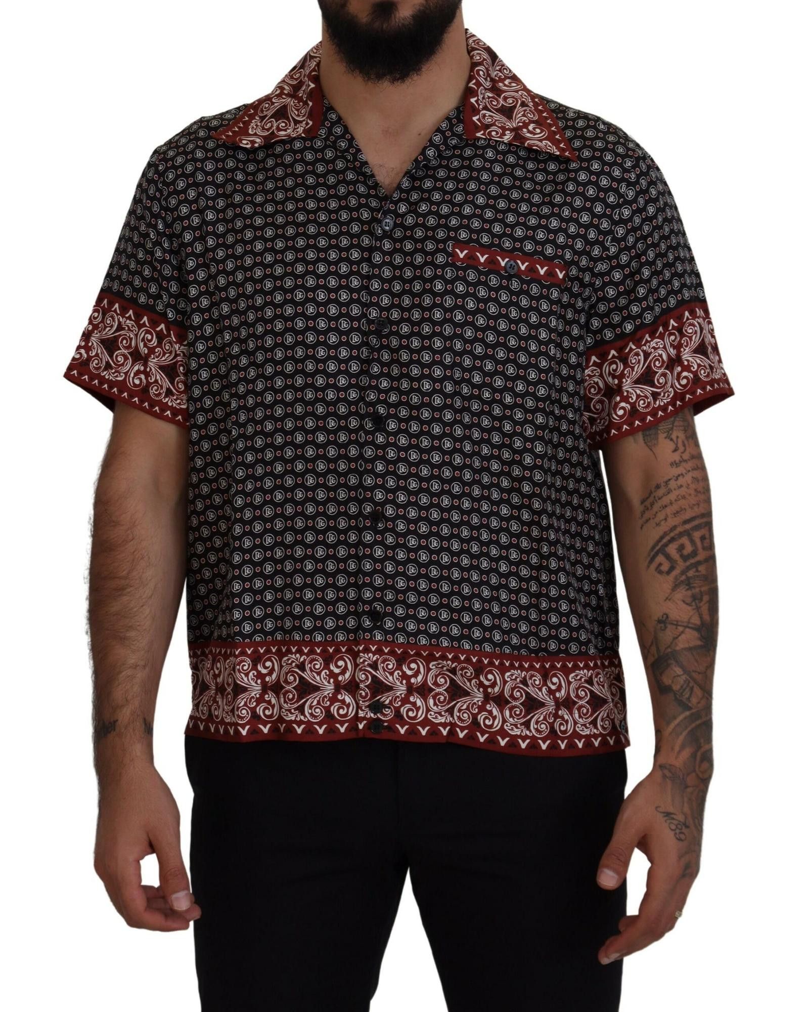 image of Dolce Gabbana Patterned Silk Casual Shirt, Men's (Size XS)