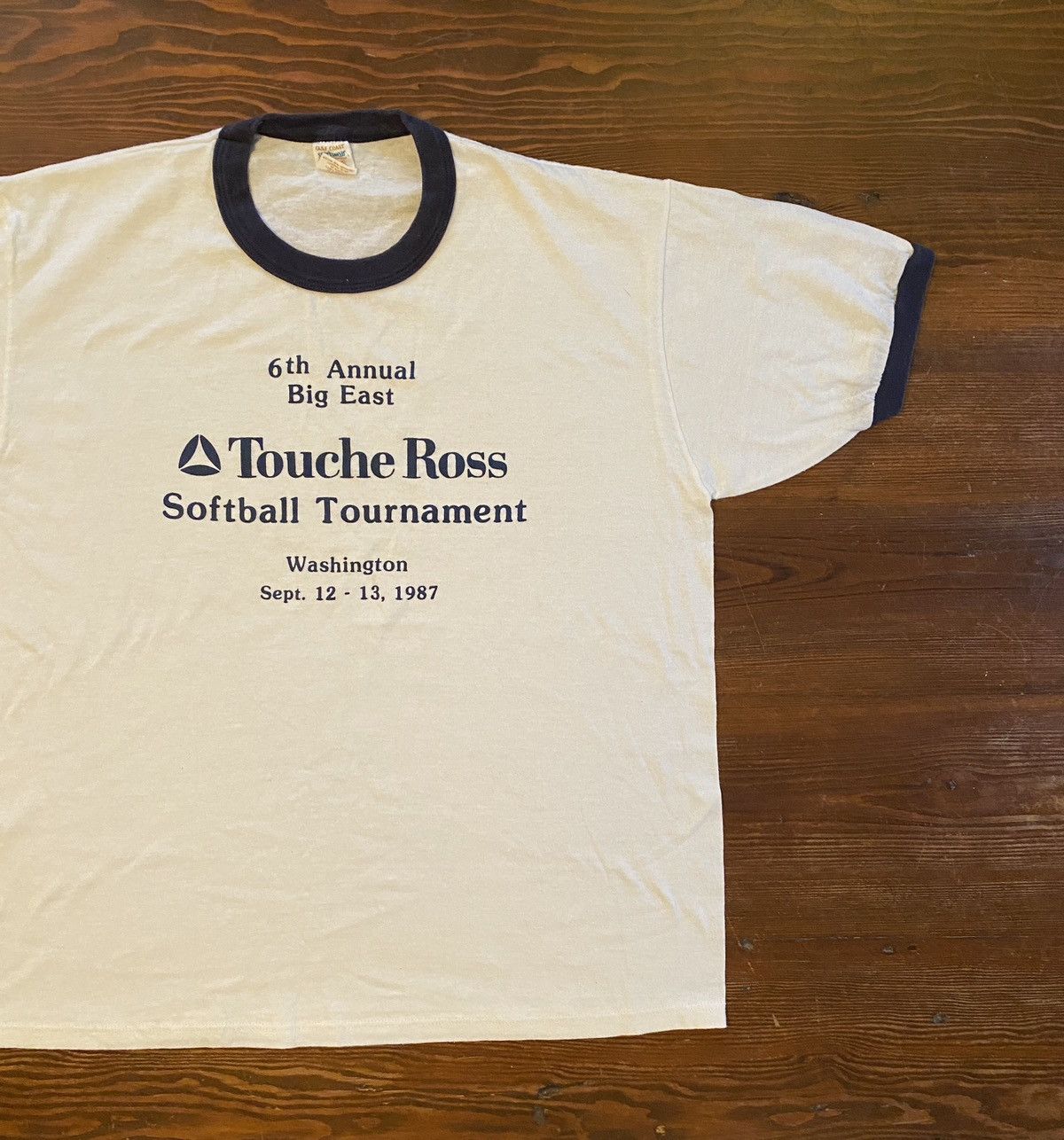 Vintage Vintage 1987 Touche Ross Softball Washington DC Ringer Tee Size US L / EU 52-54 / 3 - 1 Thumbnail