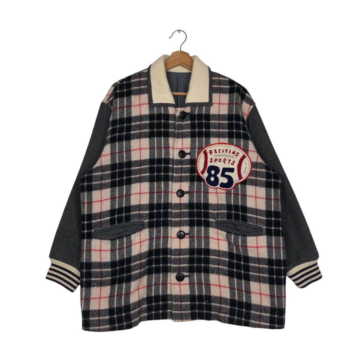 Japanese Brand 📌Vintage Bomber Jacket Rugby Ball Design Tartan Big Logo Size US M / EU 48-50 / 2 - 2 Thumbnail