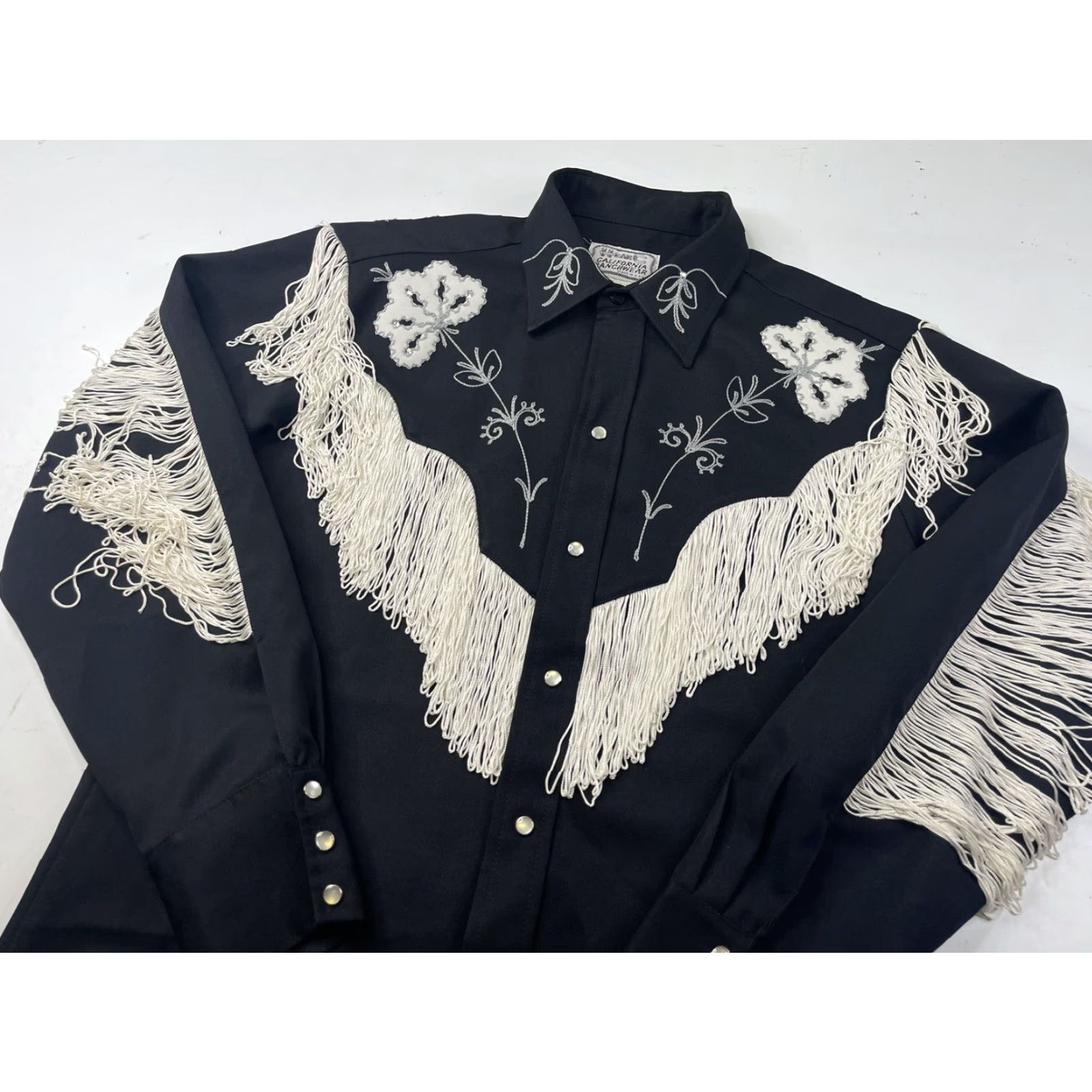 Vintage VINTAGE H Bar C Shirt Taos Fringe Pearl Snap Top Black 16 Women’s Western Embellished 1970s Size XXL / US 16-18 / IT 52-54 - 2 Thumbnail