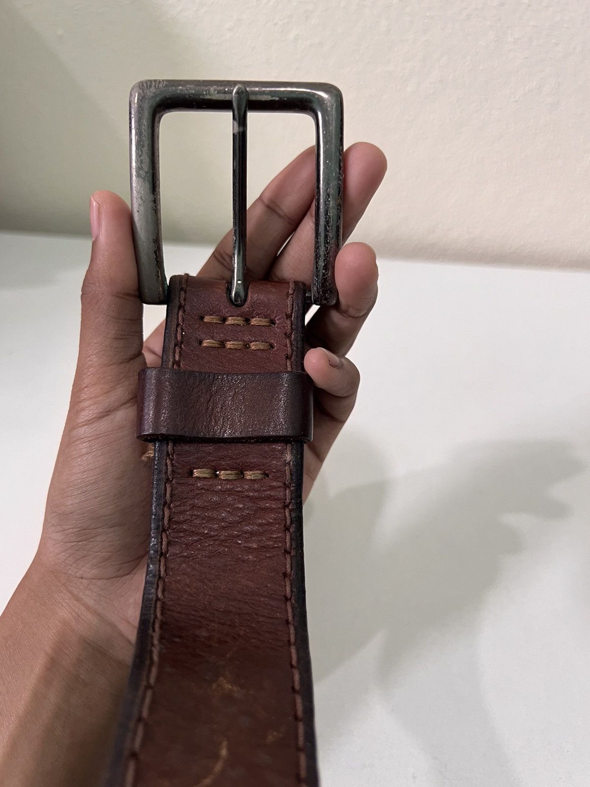 Genuine Leather Vintage Genuine Leather Buckle Belt Size ONE SIZE - 3 Thumbnail