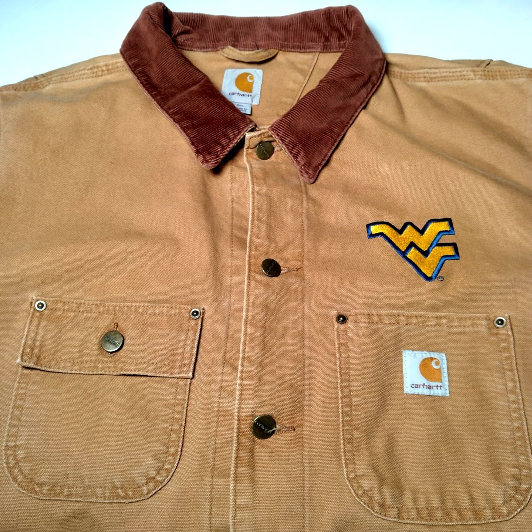 Carhartt VINTAGE Carhartt Chore Jacket WVU Mountaineers 2XL Brown Duck Canvas Work Coat Mens Size US XXL / EU 58 / 5 - 4 Thumbnail