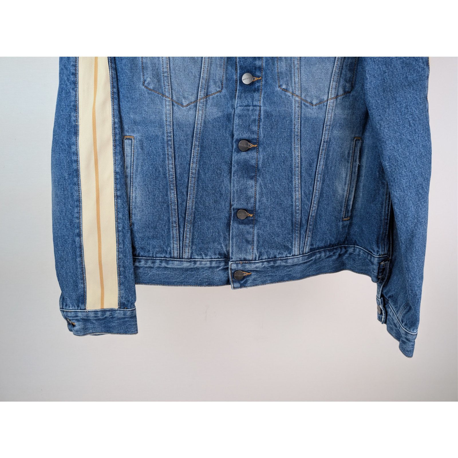 Palm Angels o1rshd1 Indigo Track Denim Jacket in Light Blue / White Size US XS / EU 42 / 0 - 4 Thumbnail