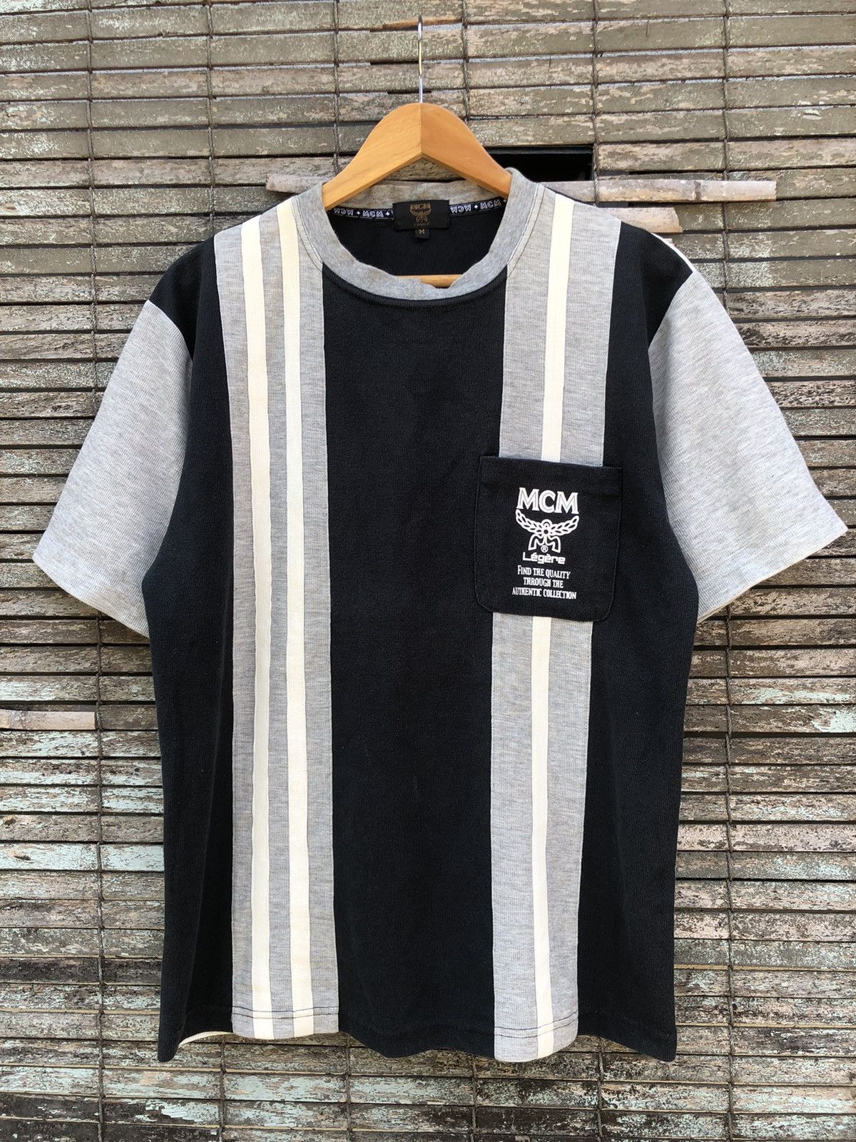 MCM Vintage 90s MCM Legere Single Pocket Colour Block Tshirt Size US L / EU 52-54 / 3 - 1 Thumbnail