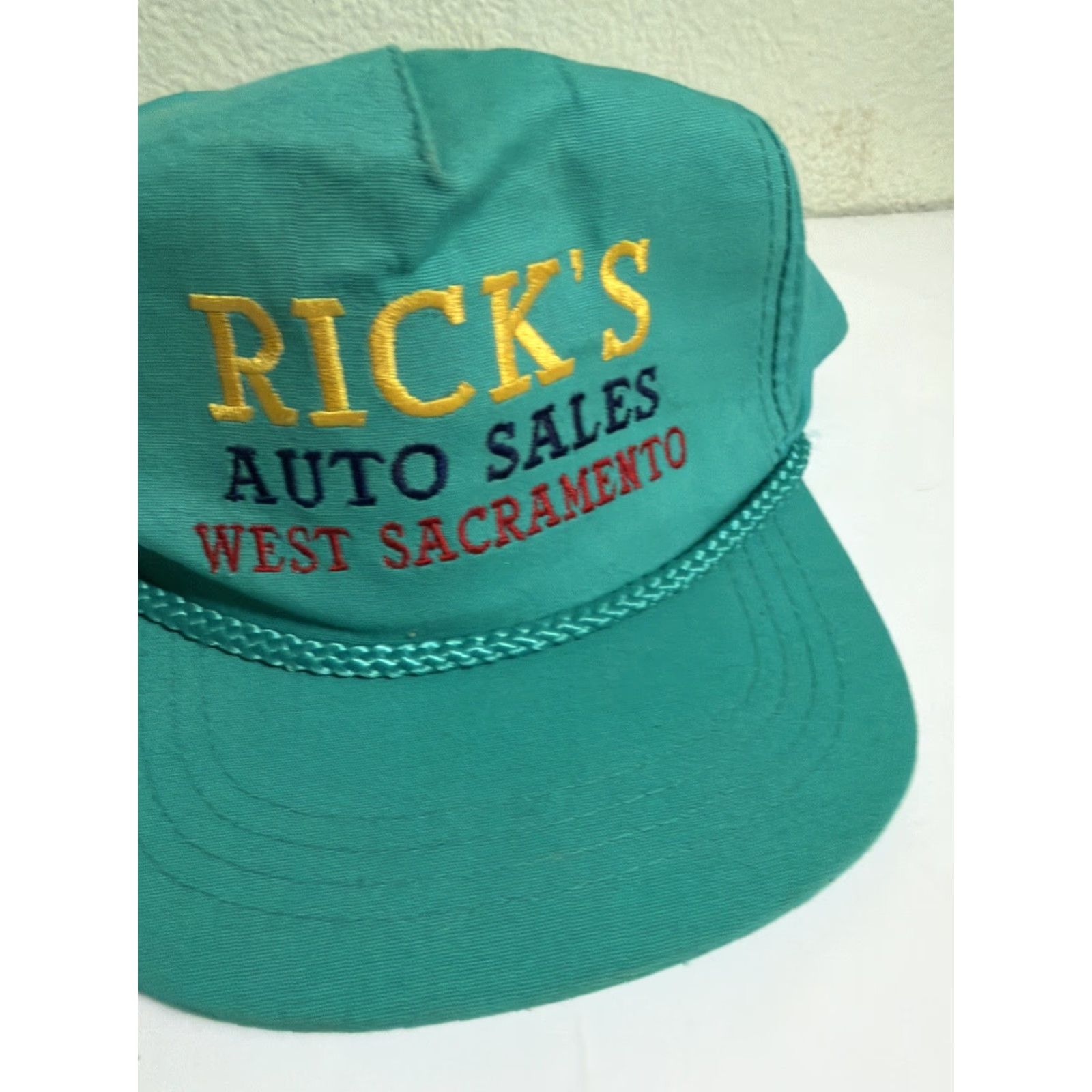Vintage VINTAGE Yupoong Cotton SnapBack Hat Baseball Cap One Size Teal Blue Men Adjustable Rick’s Auto Sales West Sacramento Size ONE SIZE - 2 Thumbnail