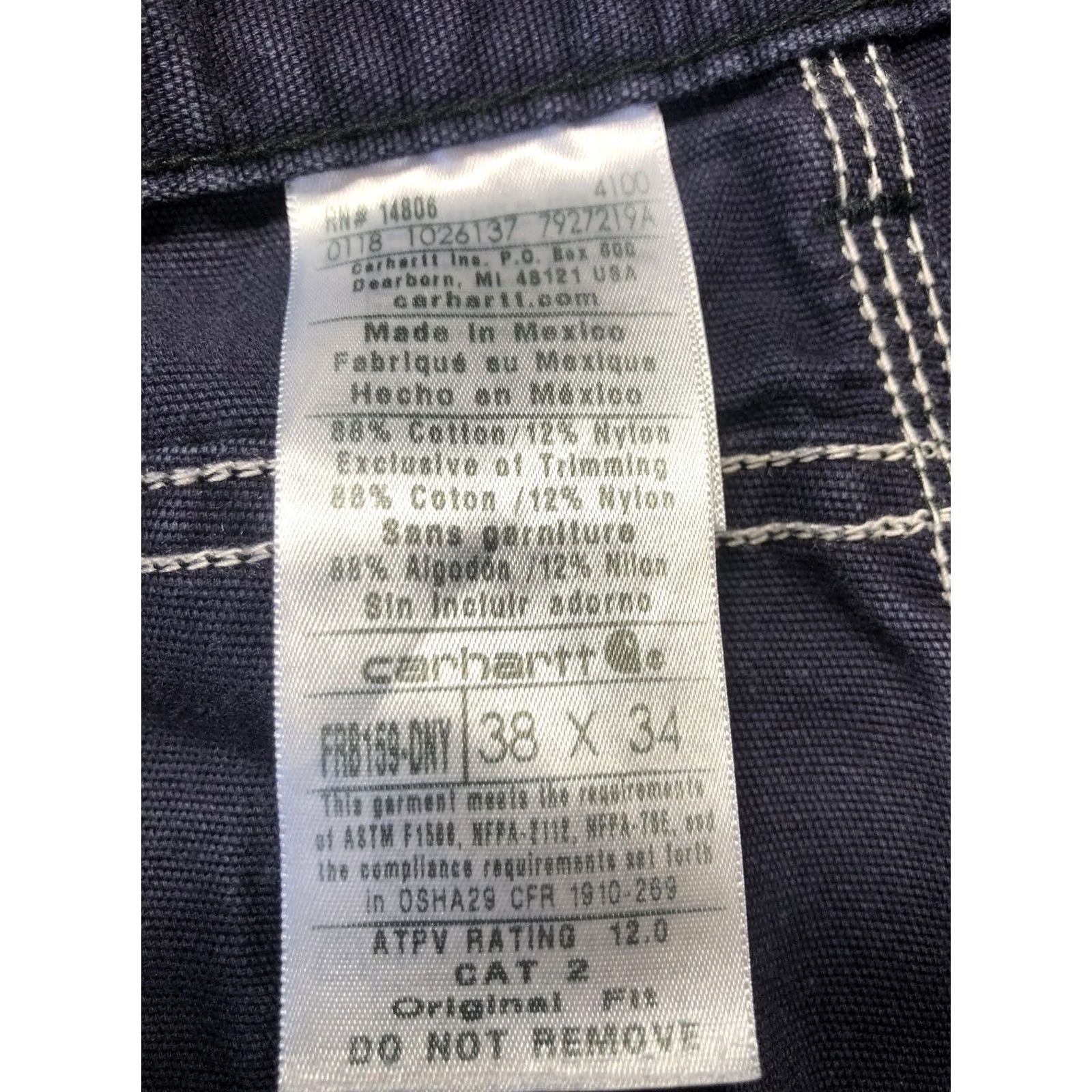 Carhartt Carhartt FR Original Fit Mens 38x32 Blue Denim Carpenter Flame-Resistant Pants blue jeans workwear pants Size US 38 / EU 54 - 6 Thumbnail