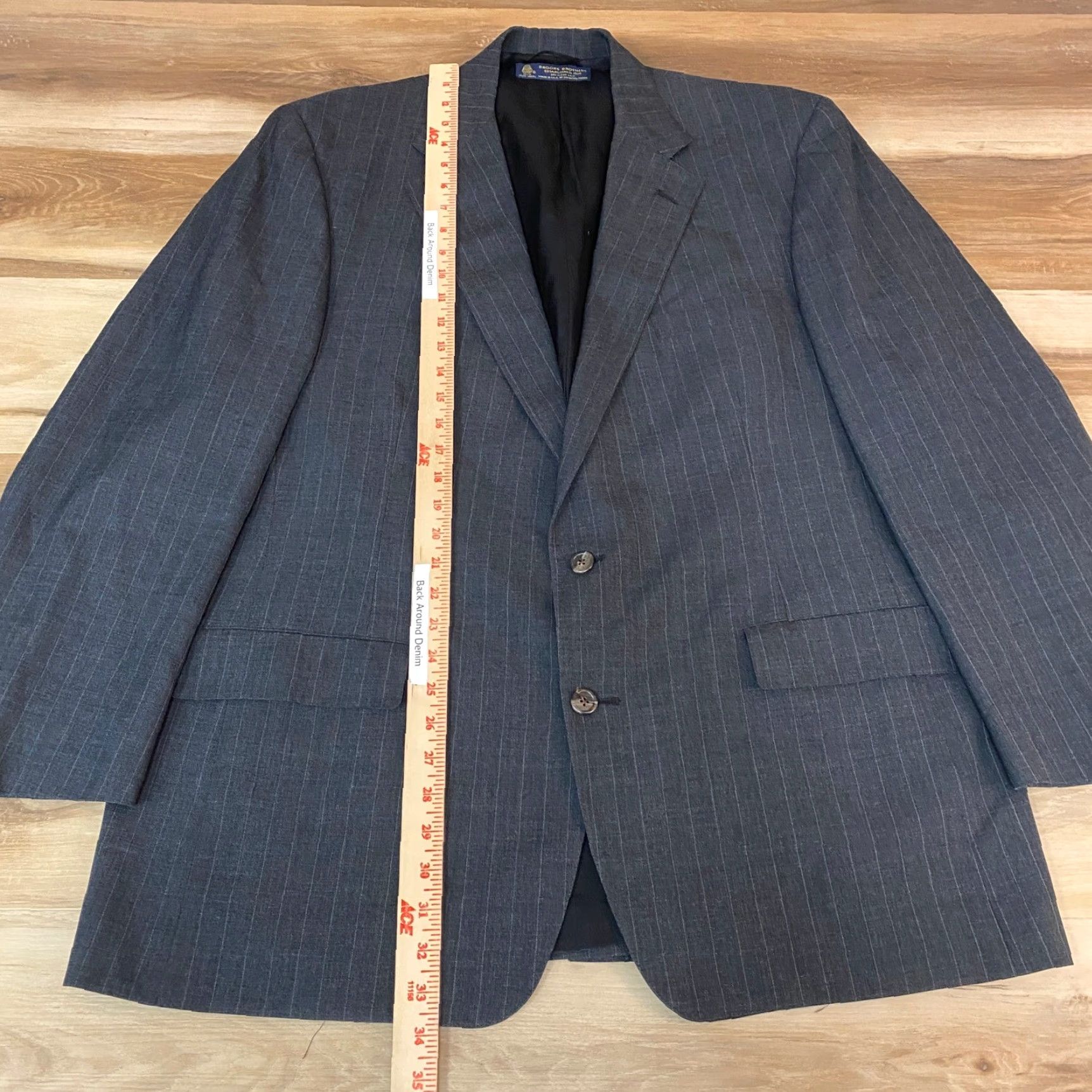 Brooks Brothers VINTAGE Brooks Brothers Sport Jacket Mens 46L Pinstripe Blazer Two Button Wool Gray Striped Business Formal Size 46R - 5 Thumbnail