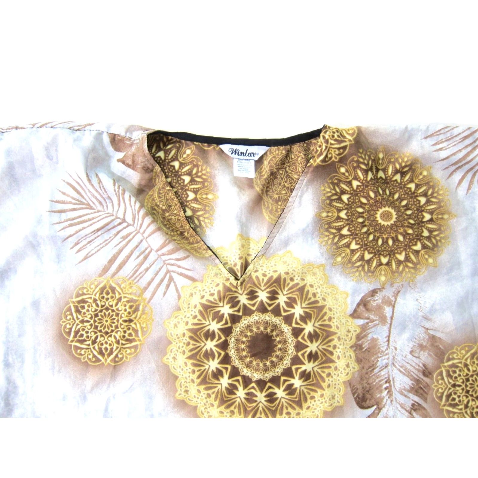 Vintage VINTAGE Winlar Black Gold Woman Tunic Muumuu Long Maxi Kaftan Dress One Size Size ONE SIZE - 6 Thumbnail