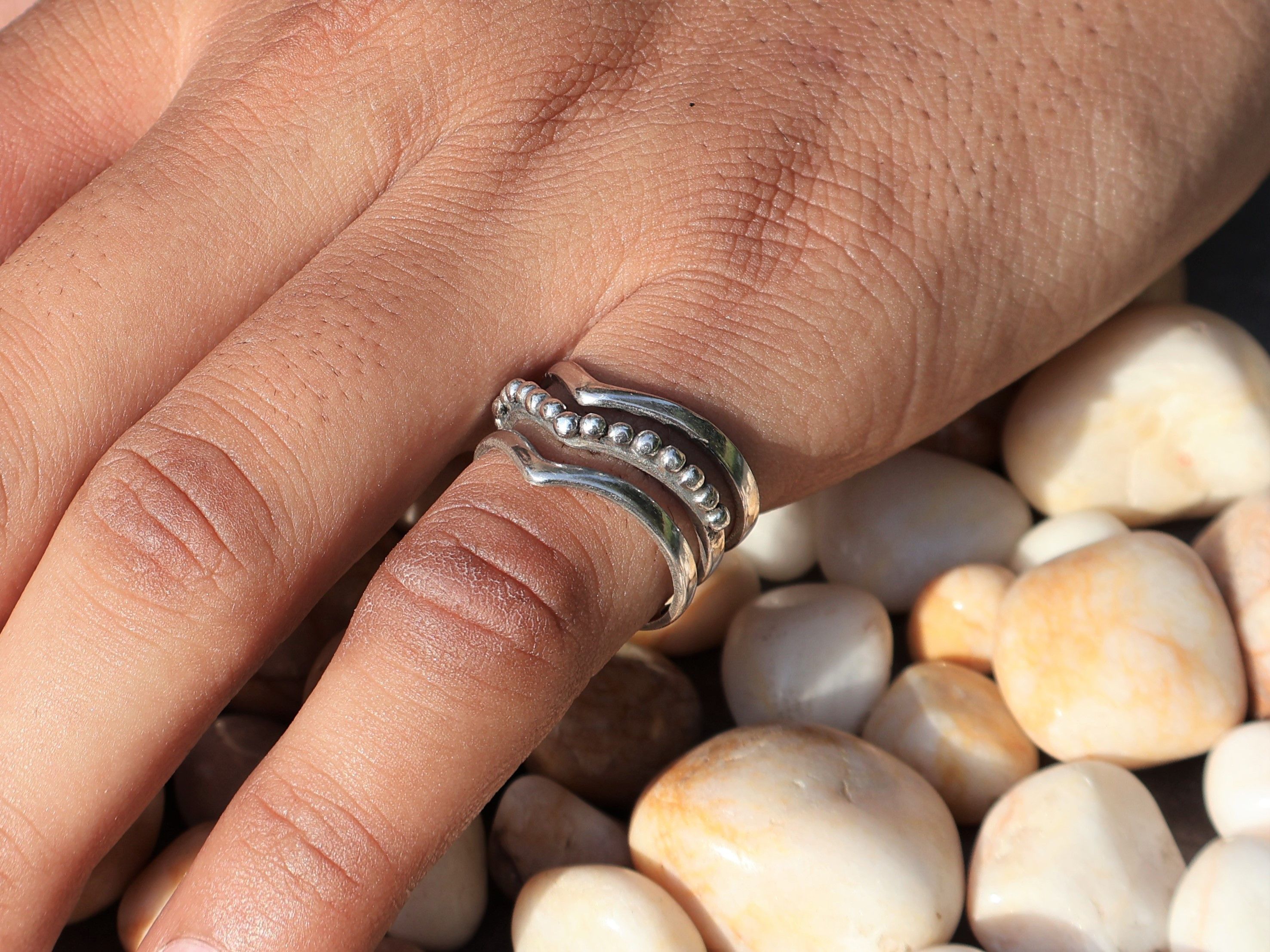 Handmade Tirple Layer Stacking Ring, Sterling Silver Handmade Band, Size ONE SIZE - 7 Thumbnail
