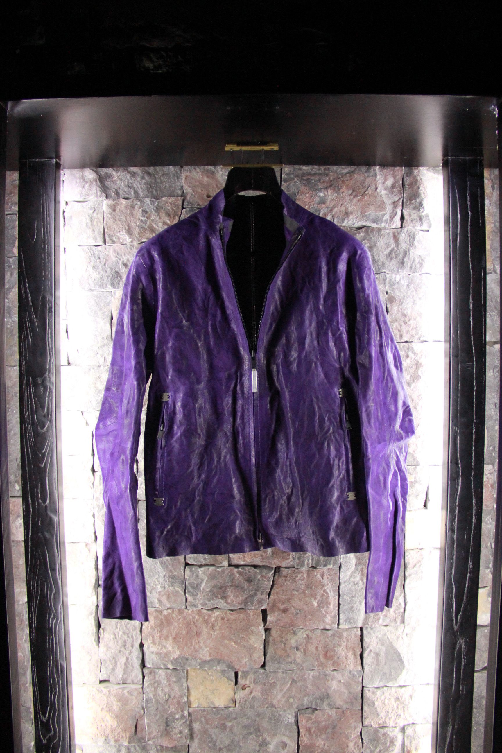 Isaac Sellam Experience Rick Owens Purple Iron Spine Leather Jacket Size US L / EU 52-54 / 3 - 1 Thumbnail