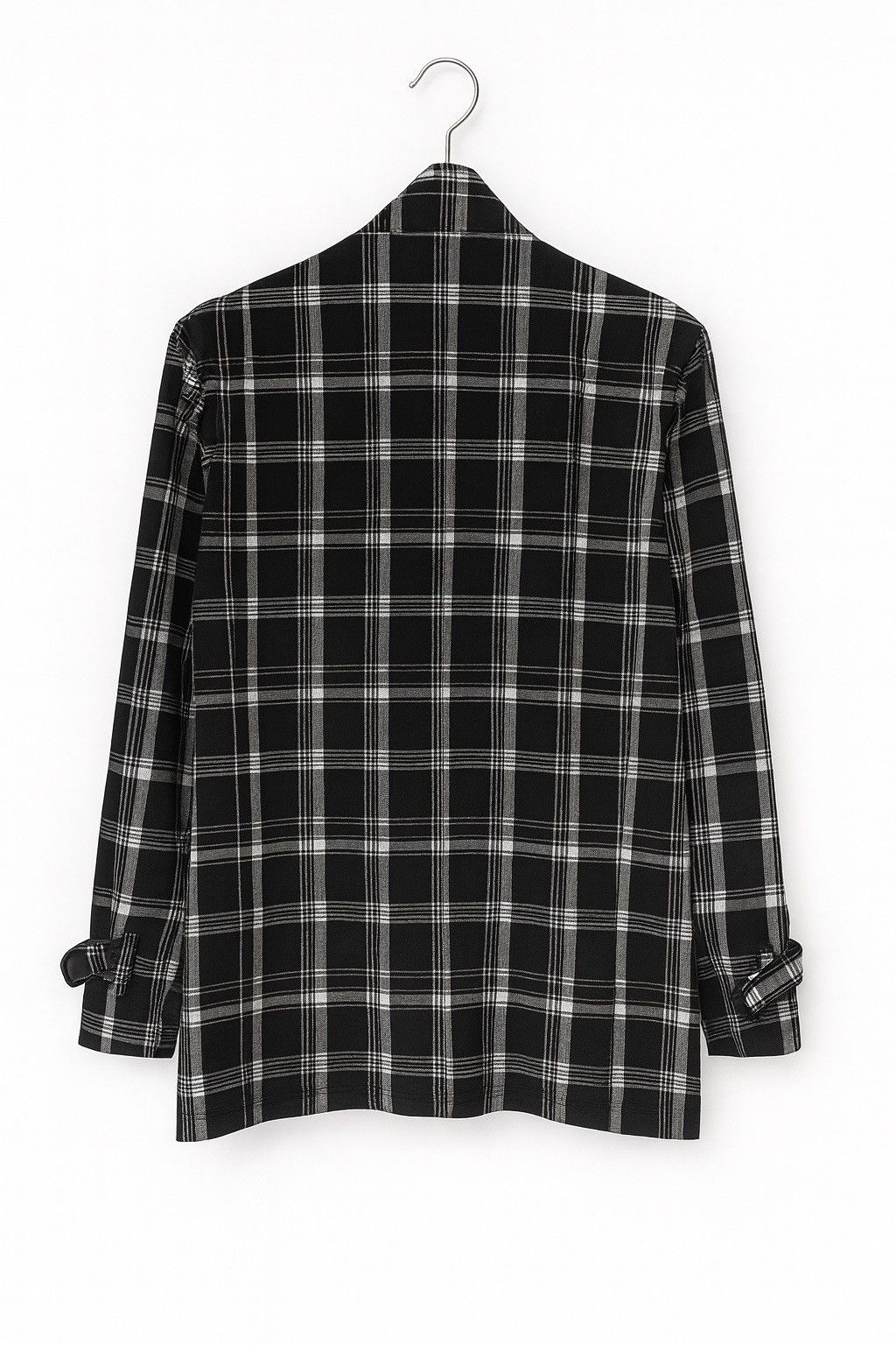Japanese Brand Beno Modern Expression Black White Plaid Lolita Long Jacket Size US M / EU 48-50 / 2 - 2 Thumbnail