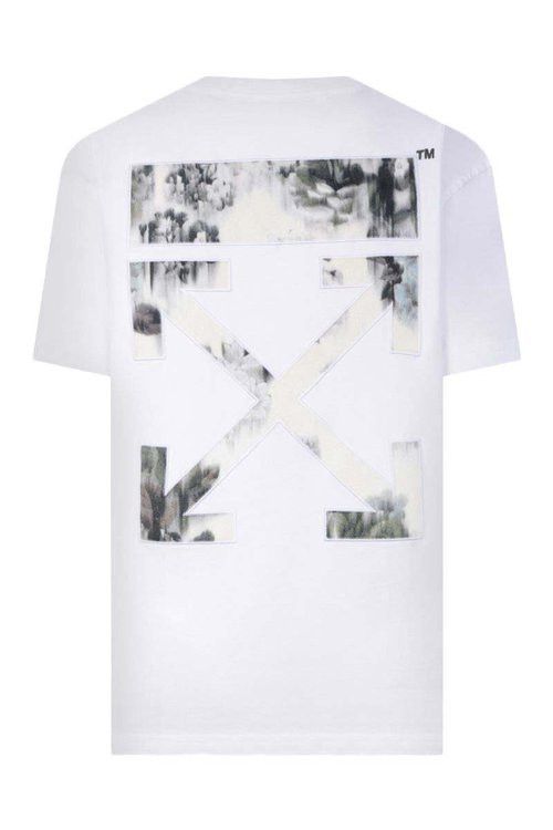 Off-White o1gr1nt1124 Flock Chine Flower Arrow T-Shirt in White Size XXS / US 00 / IT 34 - 1 Preview