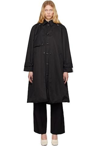 rokh Black Balloon Shape Buttoned Trench Coat Size US L / EU 52-54 / 3 - 7 Thumbnail