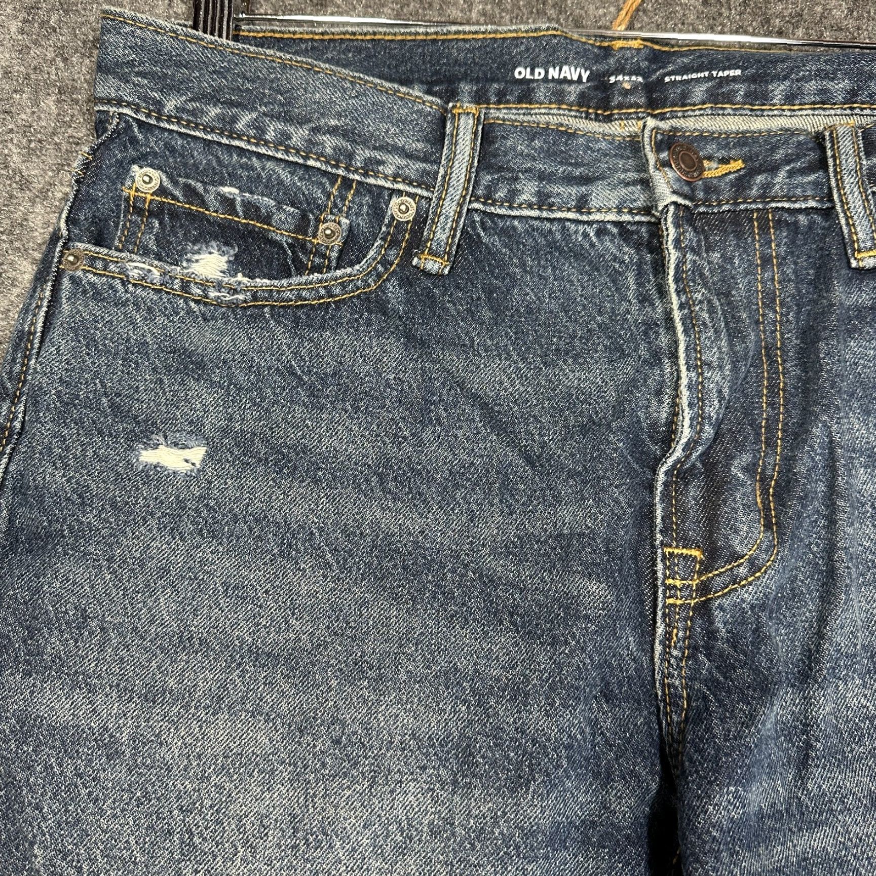 Old Navy Old Navy Jeans Mens 34 Straight Taper Cotton Pockets Distressed Holes NEW Size US 34 / EU 50 - 5 Thumbnail