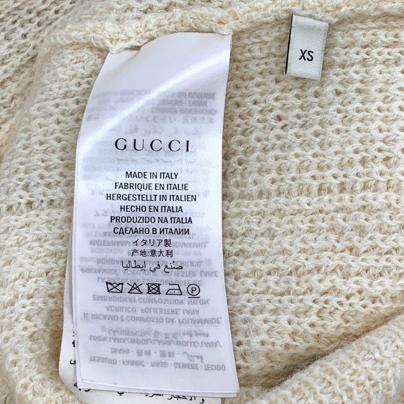 Gucci Gucci Beige elephant letter embroidered wool round-neck lo Size US XS / EU 42 / 0 - 6 Thumbnail