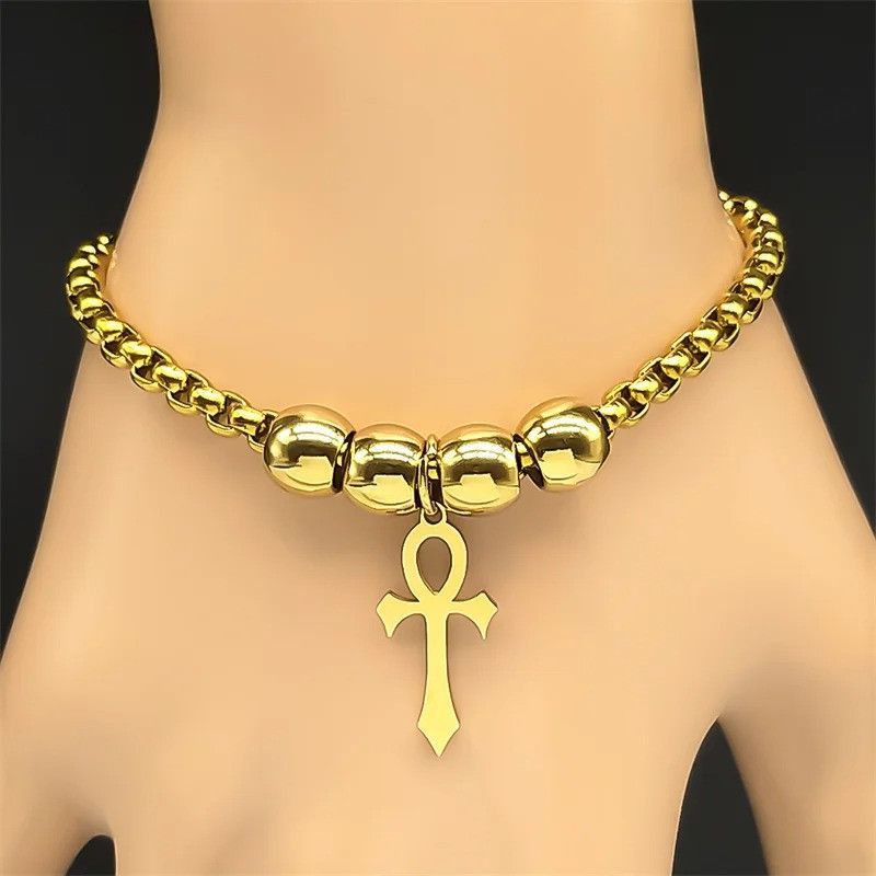 Jewelry Egypt Ankh Cross Bracelet Size ONE SIZE - 4 Thumbnail