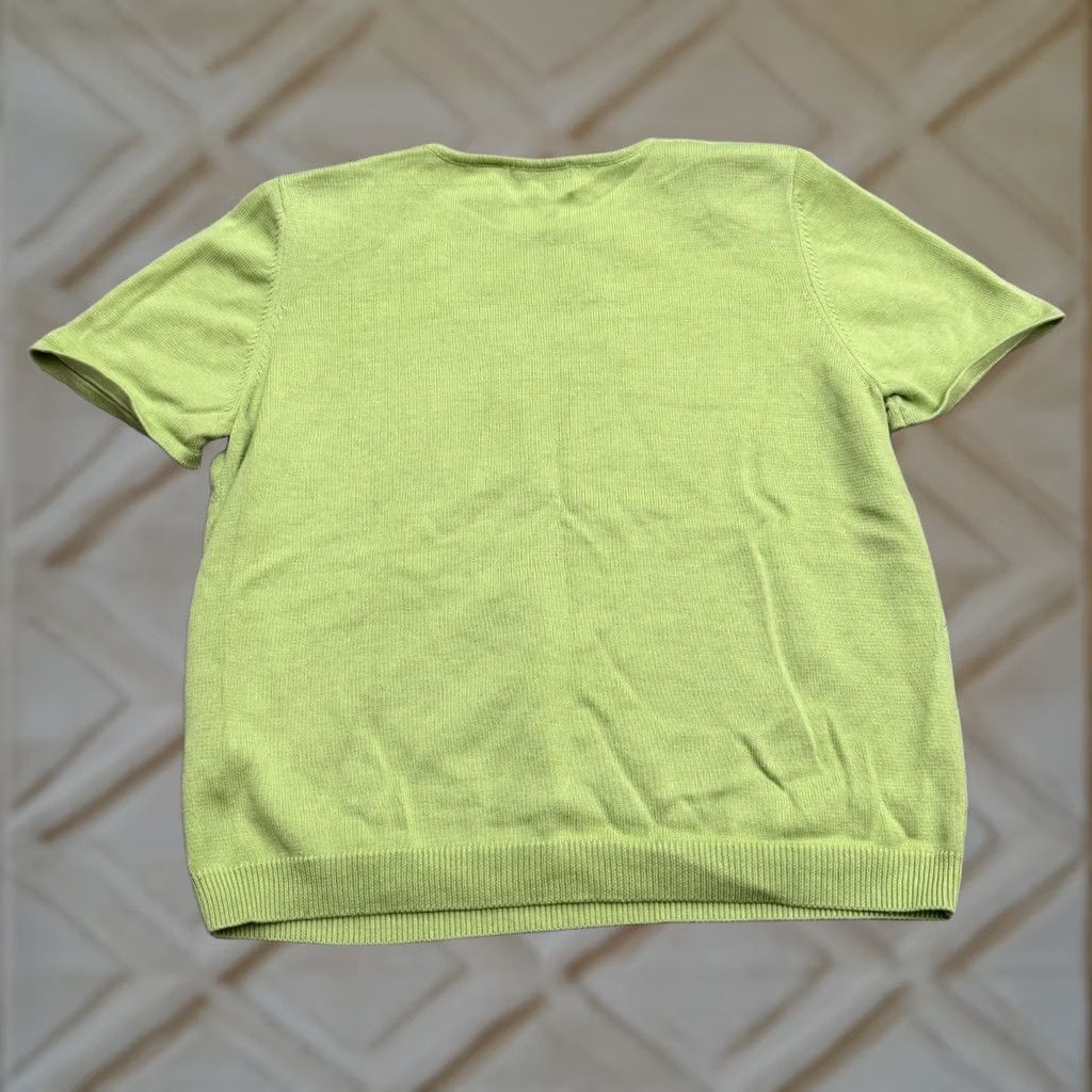 Vintage Alfred Dunner Embroidered Floral Short Sleeve Sweater Womens L Green Crew Neck Knit Pullover All Seasons Casual Bohemian Size L / US 10 / IT 46 - 1 Thumbnail