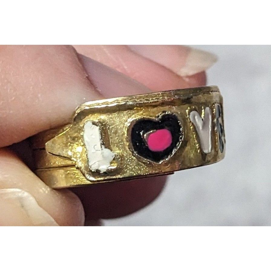 Other Coquette Gold Tone Enamel Filled Love Ring Size 8 Size ONE SIZE - 14 Thumbnail