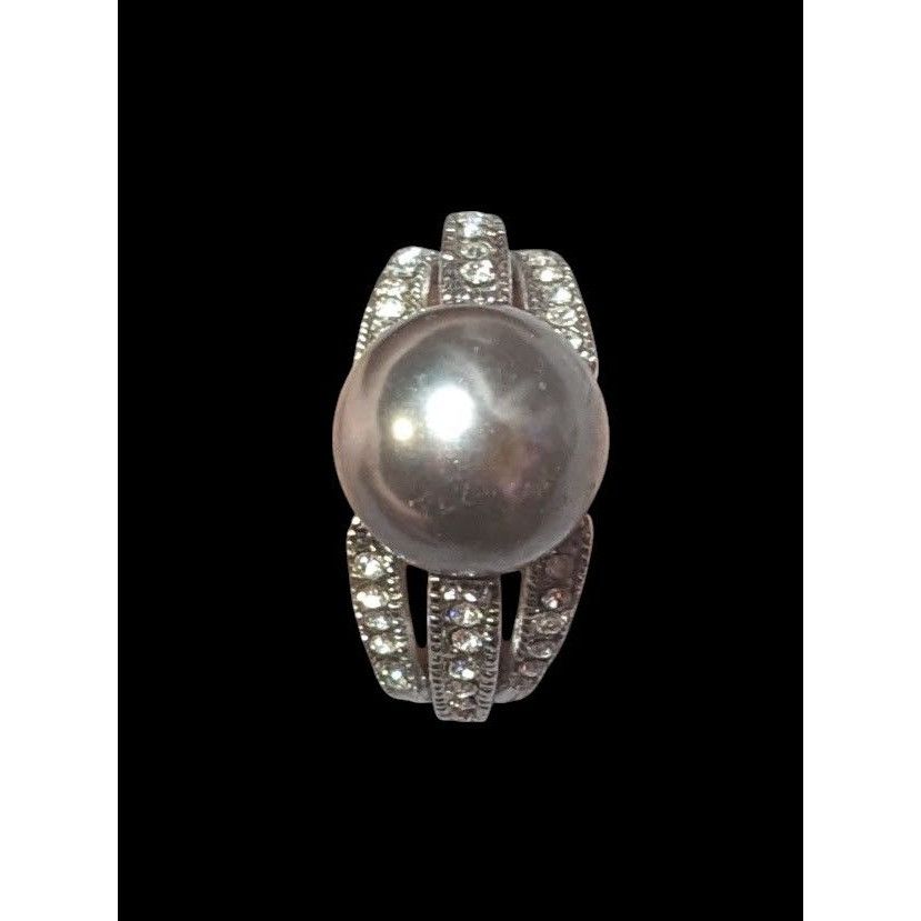 Other Elegant Glam 18K Gold Filled Silver Tone Pearl And Gem Ring Size ONE SIZE - 14 Thumbnail