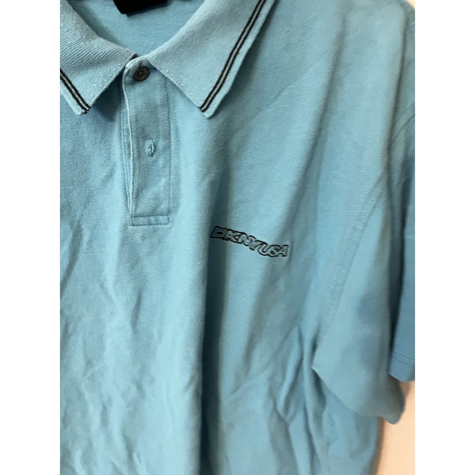 DKNY VINTAGE DKNY Active Polo Shirt Solid Logo Short Sleeve 2XL Blue Mens Size US XXL / EU 58 / 5 - 2 Thumbnail