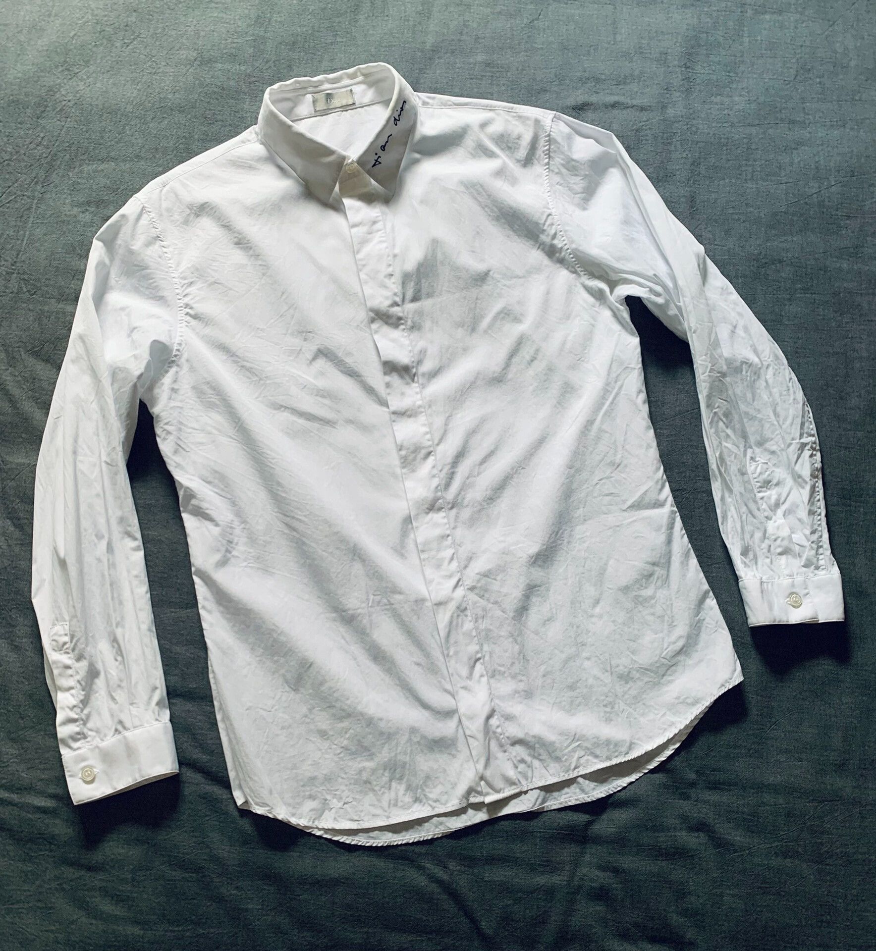 Dior Slogan Embroidery White Shirt