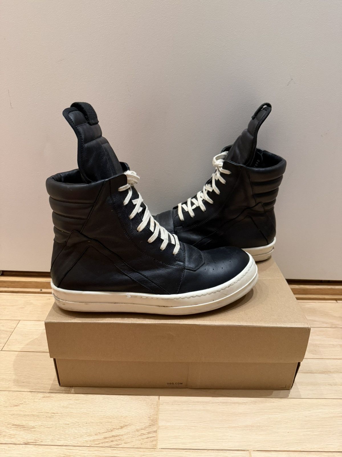Rick Owens Geobasket Black Milk size 43.5