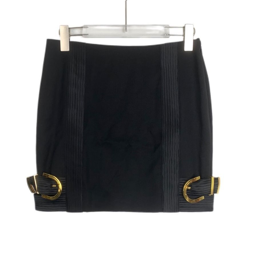 Versace [Versace] Buckle Detail Black Bodycon Mini Skirt 38 Size 38" / US 16 / IT 52 - 1 Thumbnail