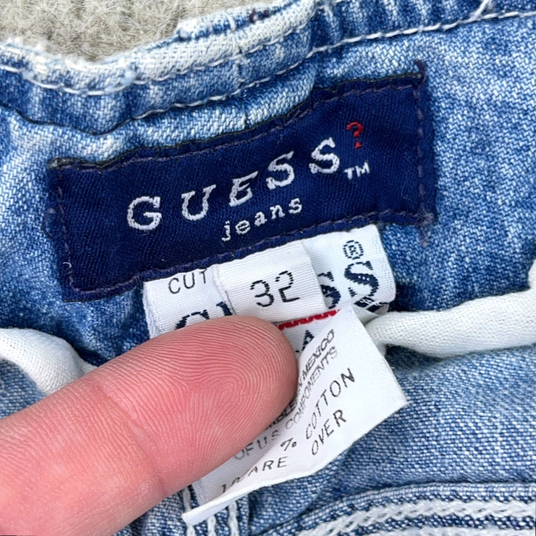 Guess VINTAGE GUESS Jeans Carpenter 32x31 Men Distressed 90s Grunge Blue Denim Leather Patch Relaxed Fit Jeans Mens Size US 32 / EU 48 - 5 Thumbnail