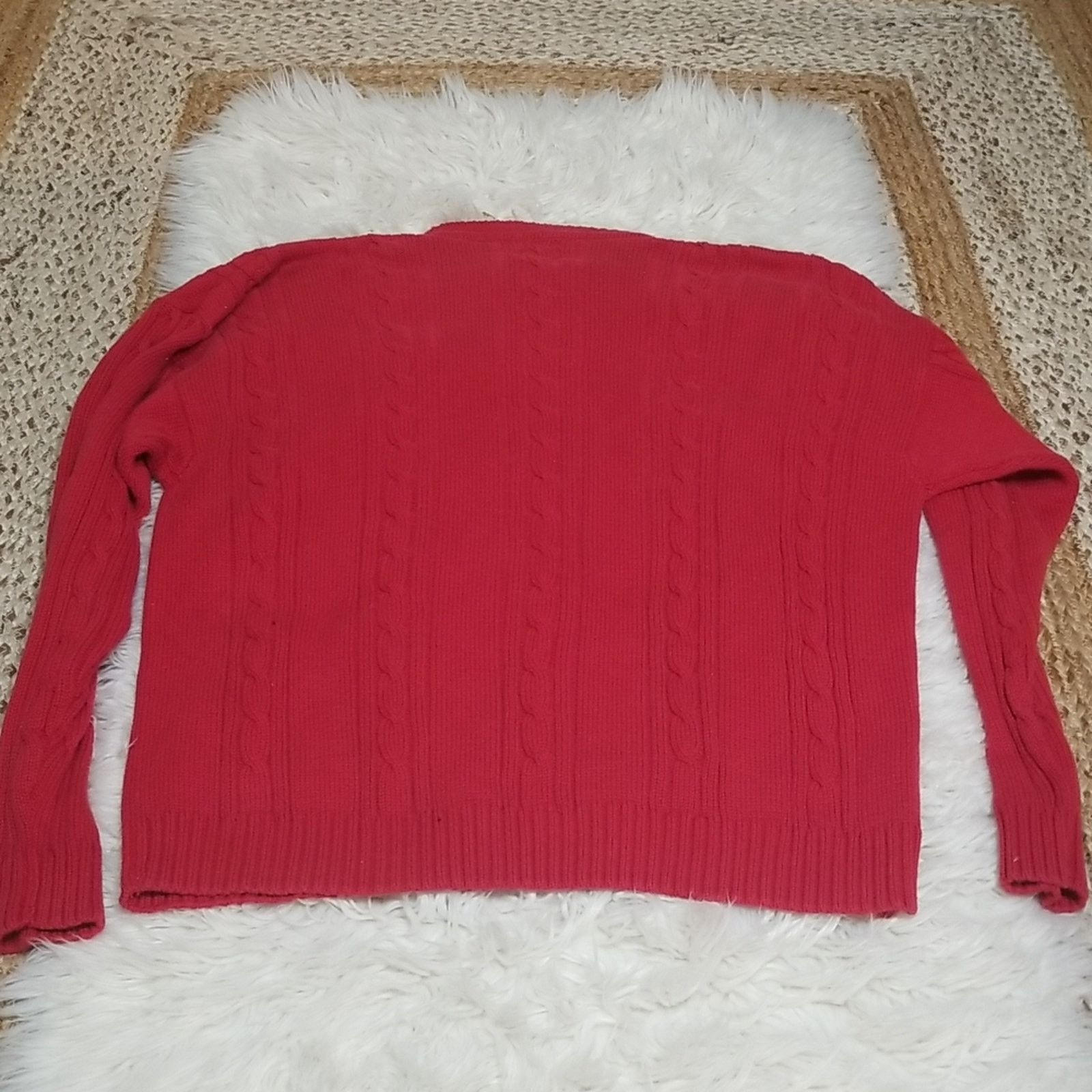 Bugle Boy Vintage Bugle Boy Red Cable Knit Crewneck Sweater Size US XL / EU 56 / 4 - 6 Thumbnail