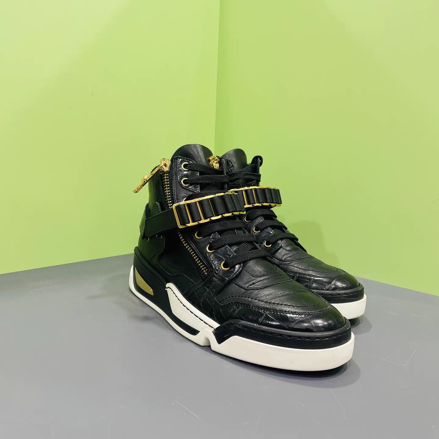 Versace Versace Crocodile High-Top Black Gold K15 Size US 9 / EU 42 - 3 Thumbnail