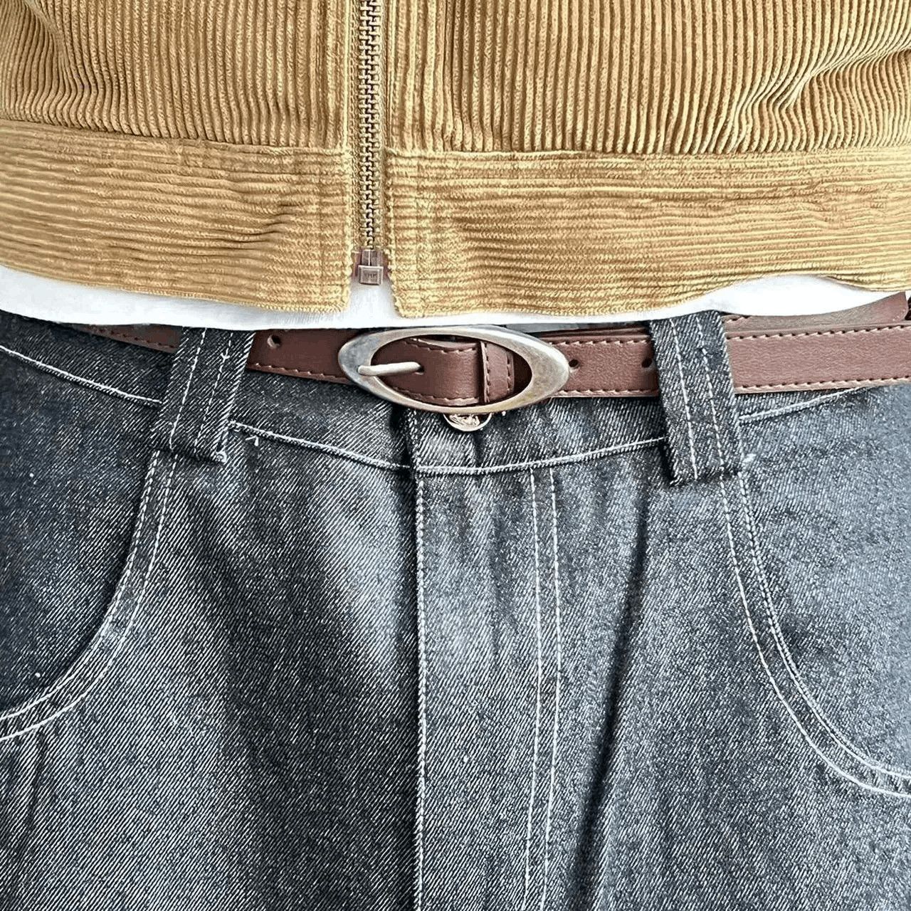 Other vintage brown American Western simple designer oval belt Size ONE SIZE - 2 Thumbnail